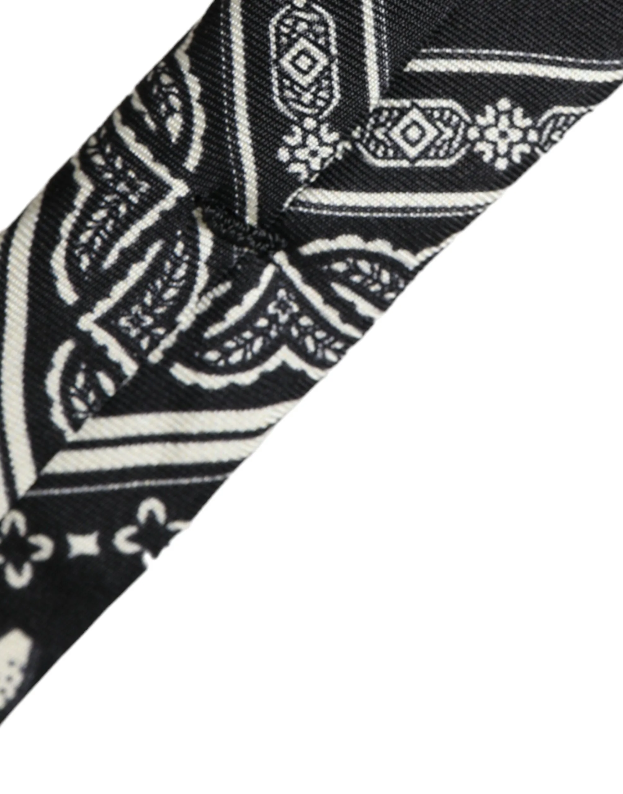 Black Patterned 100%Silk Adjustable Tie - Image 6