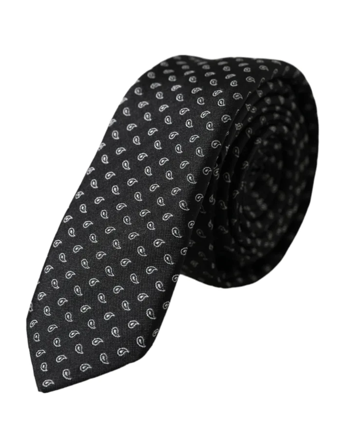 Dark Gray Jacquard Patterned Silk Adjustable Men Tie