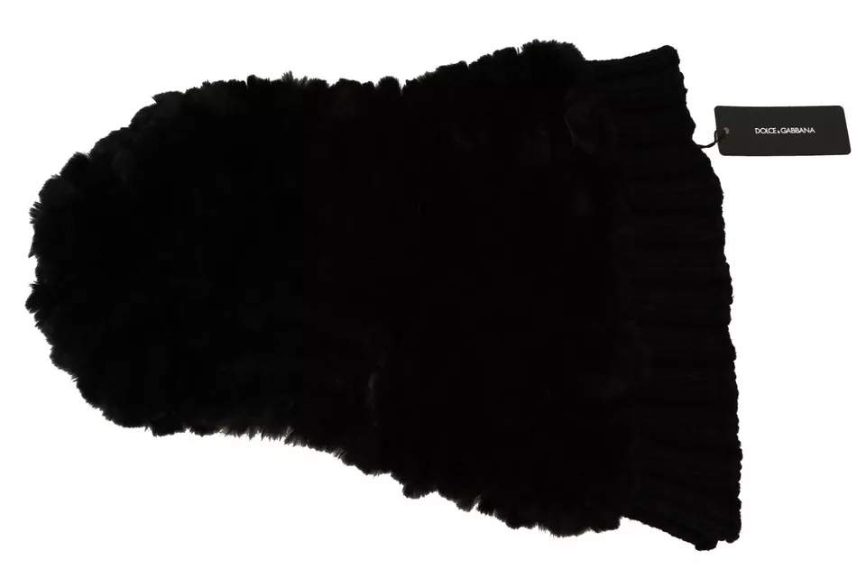 Black Silver Fox Fur Cashmere Hooded Scarf - Image 4
