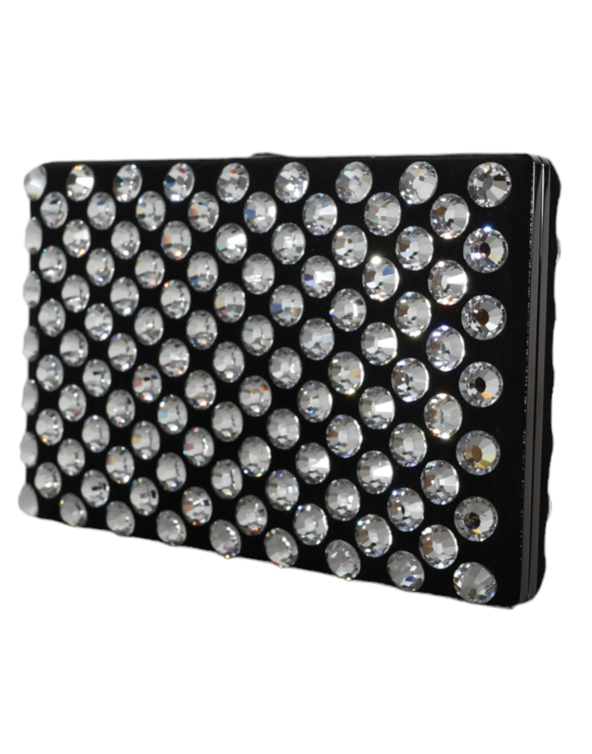 Black Velvet Crystal Clutch Evening Party Purse Bag - Image 2