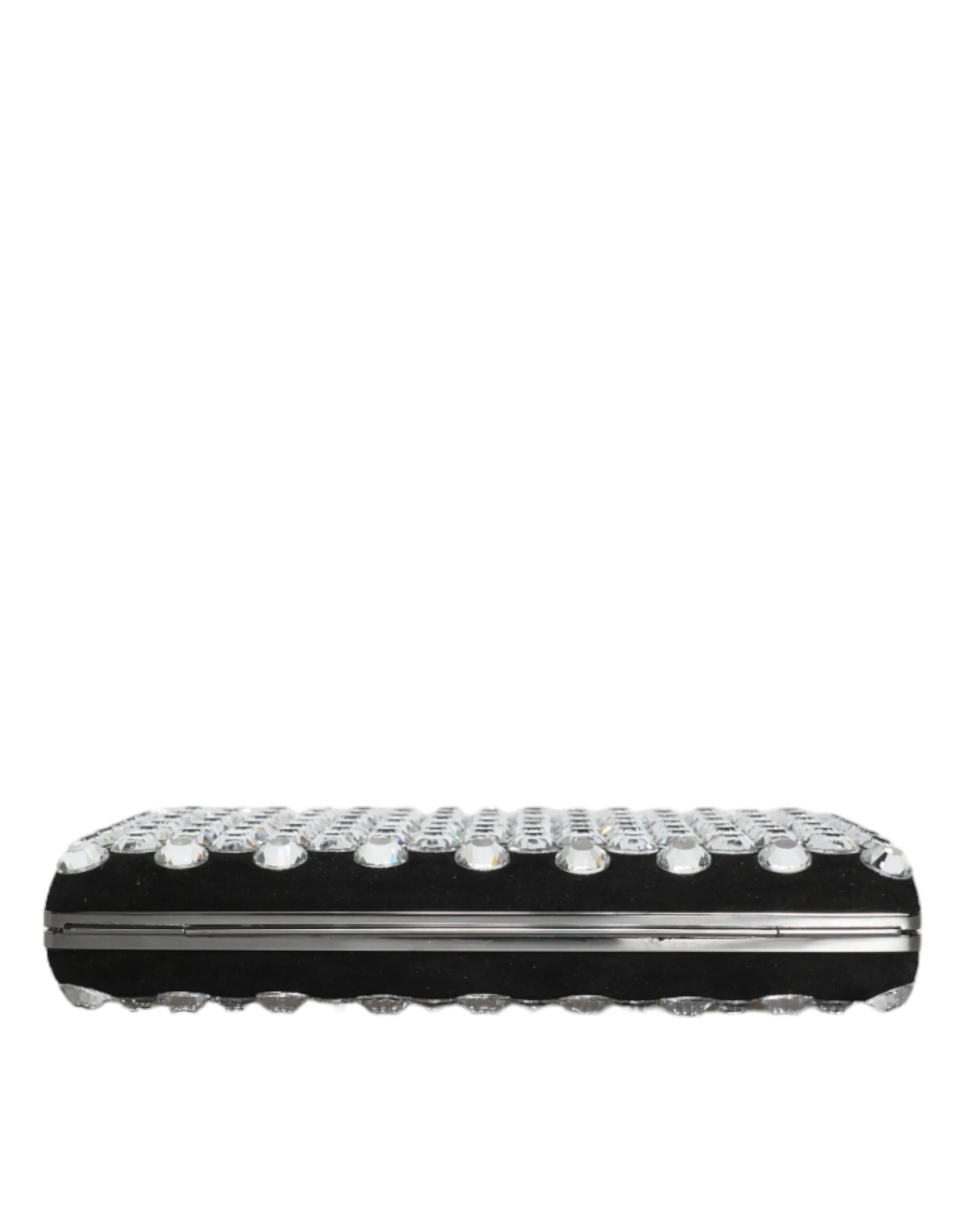 Black Velvet Crystal Clutch Evening Party Purse Bag - Image 5