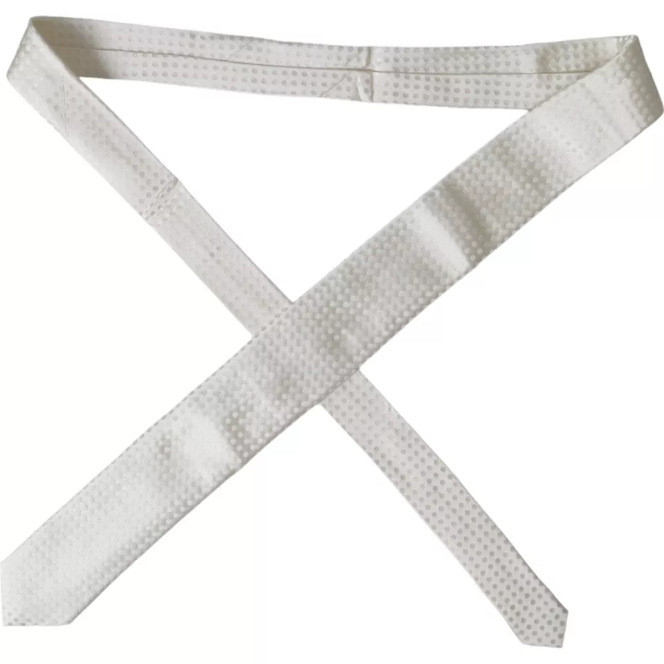White Dotted Silk Classic Adjustable Men Tie - Image 4