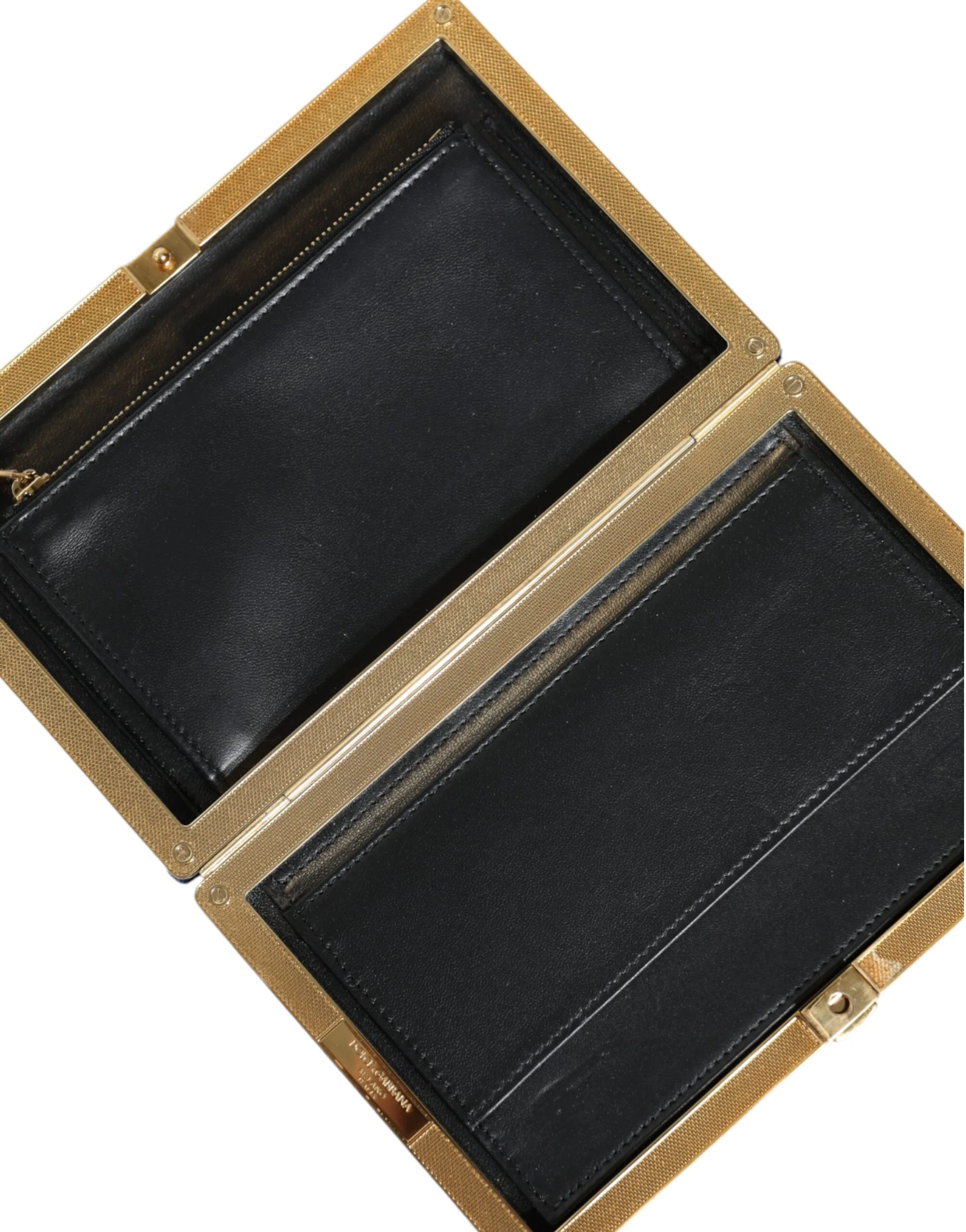 Blue Velvet Gold Frame Clutch Evening Party Purse Bag - Image 5