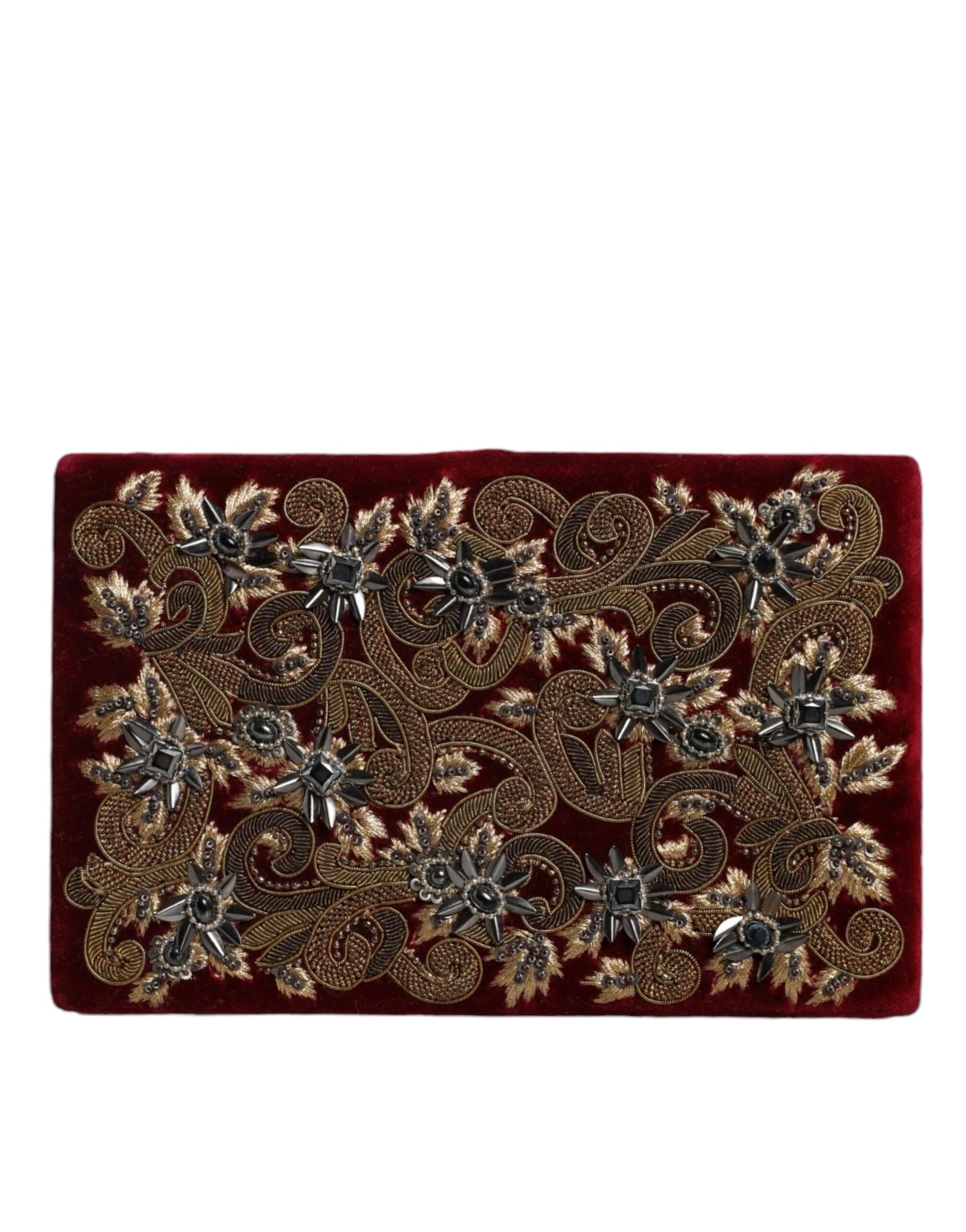 Red Velvet Gold Frame Clutch Evening Party Purse Bag - Image 3