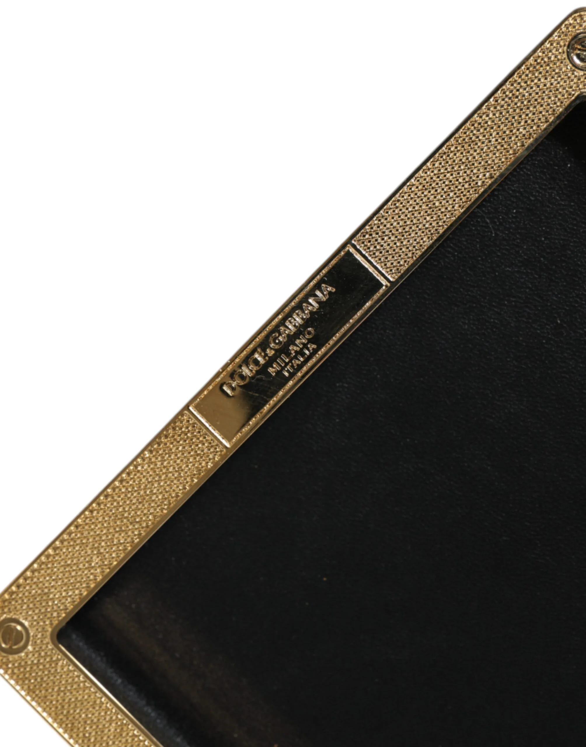 Black Leather Studs Gold Frame Clutch Evening Purse Bag - Image 5