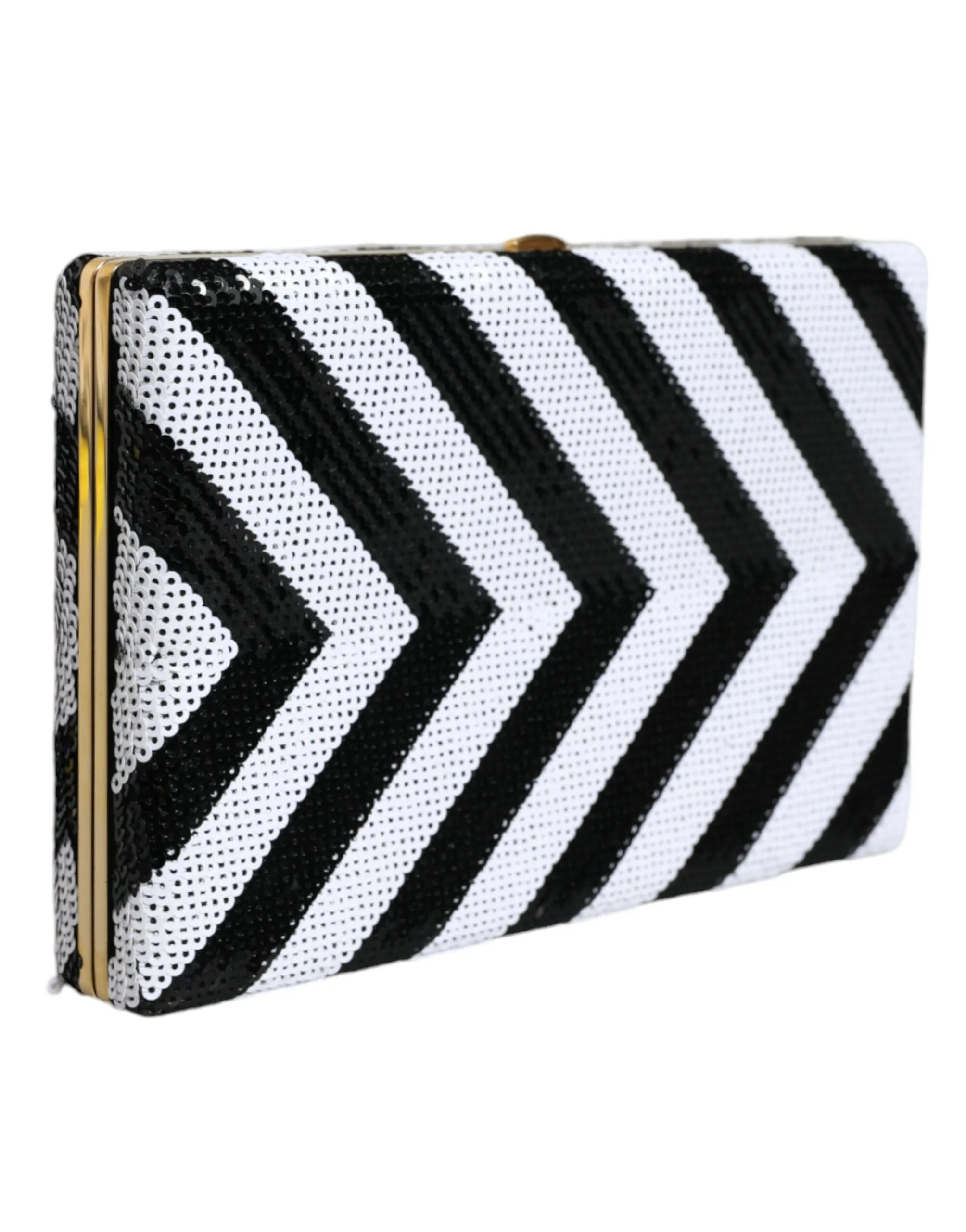 Black White Gold Frame Clutch Evening Party Purse Bag - Image 2