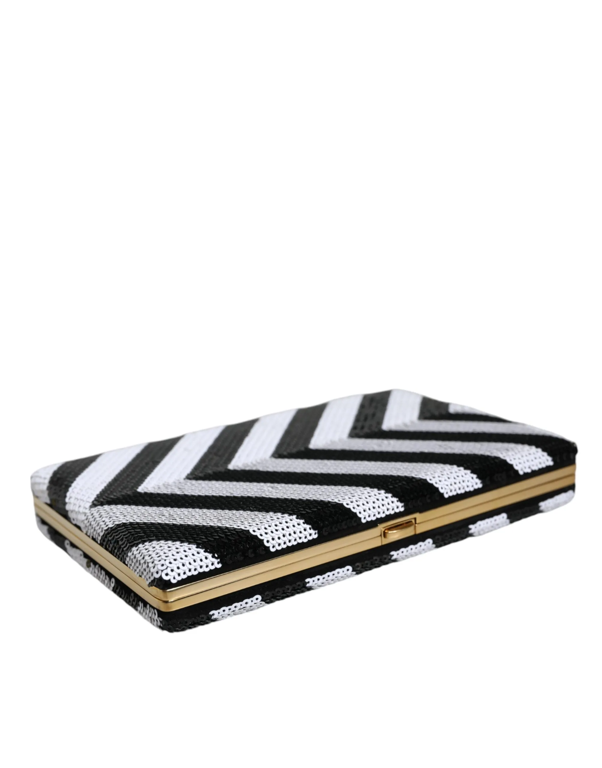 Black White Gold Frame Clutch Evening Party Purse Bag - Image 4