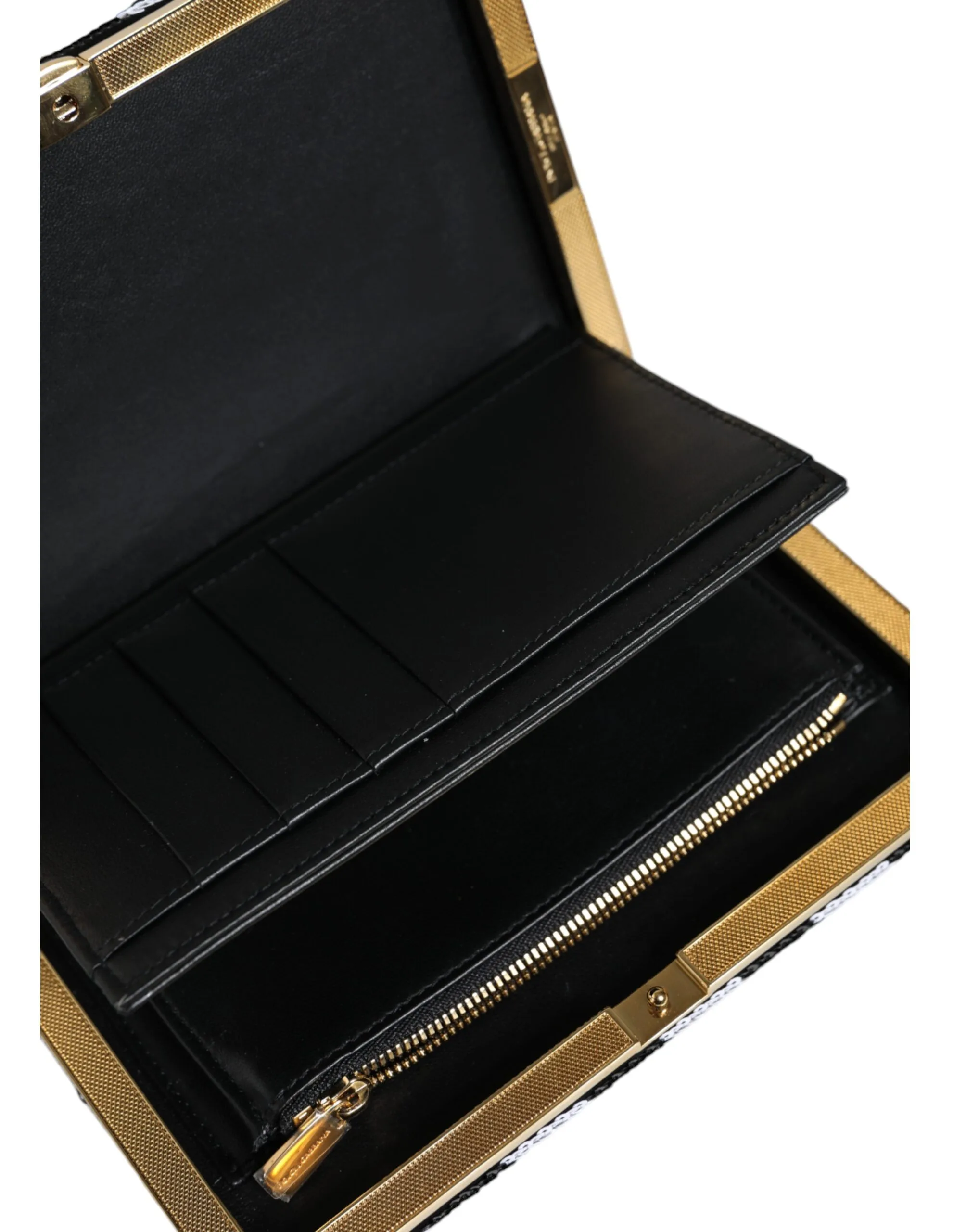 Black White Gold Frame Clutch Evening Party Purse Bag - Image 8