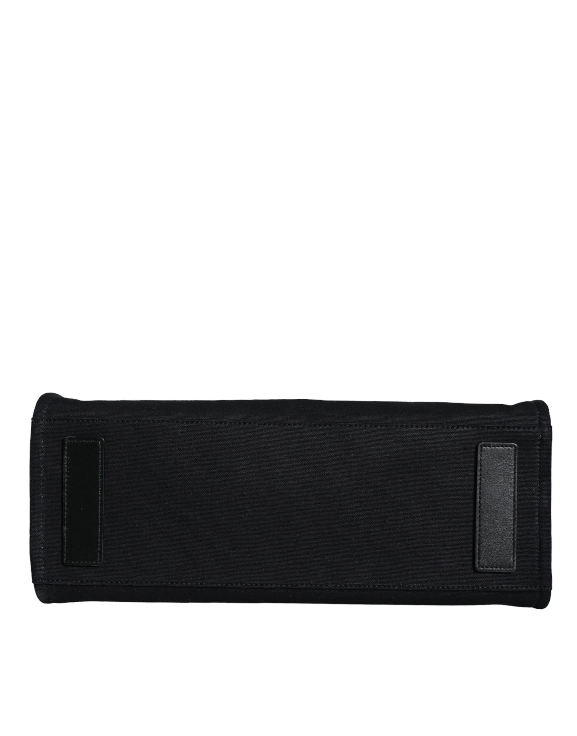 Black Top Handle Canvas Leather Logo Crossbody Tote Bag - Image 6