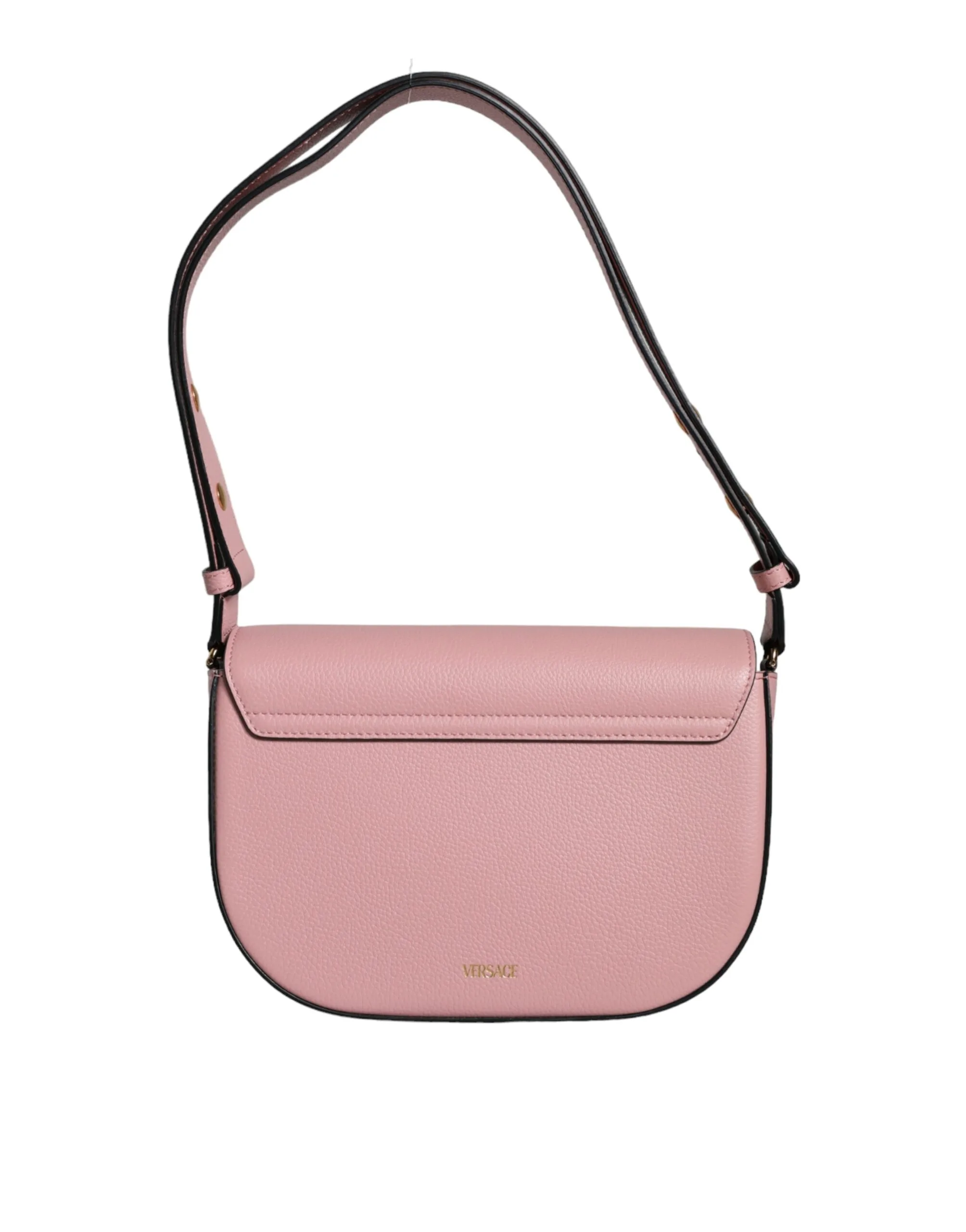 Pink Grainy Calf Leather Logo Crossbody Shoulder Bag - Image 3