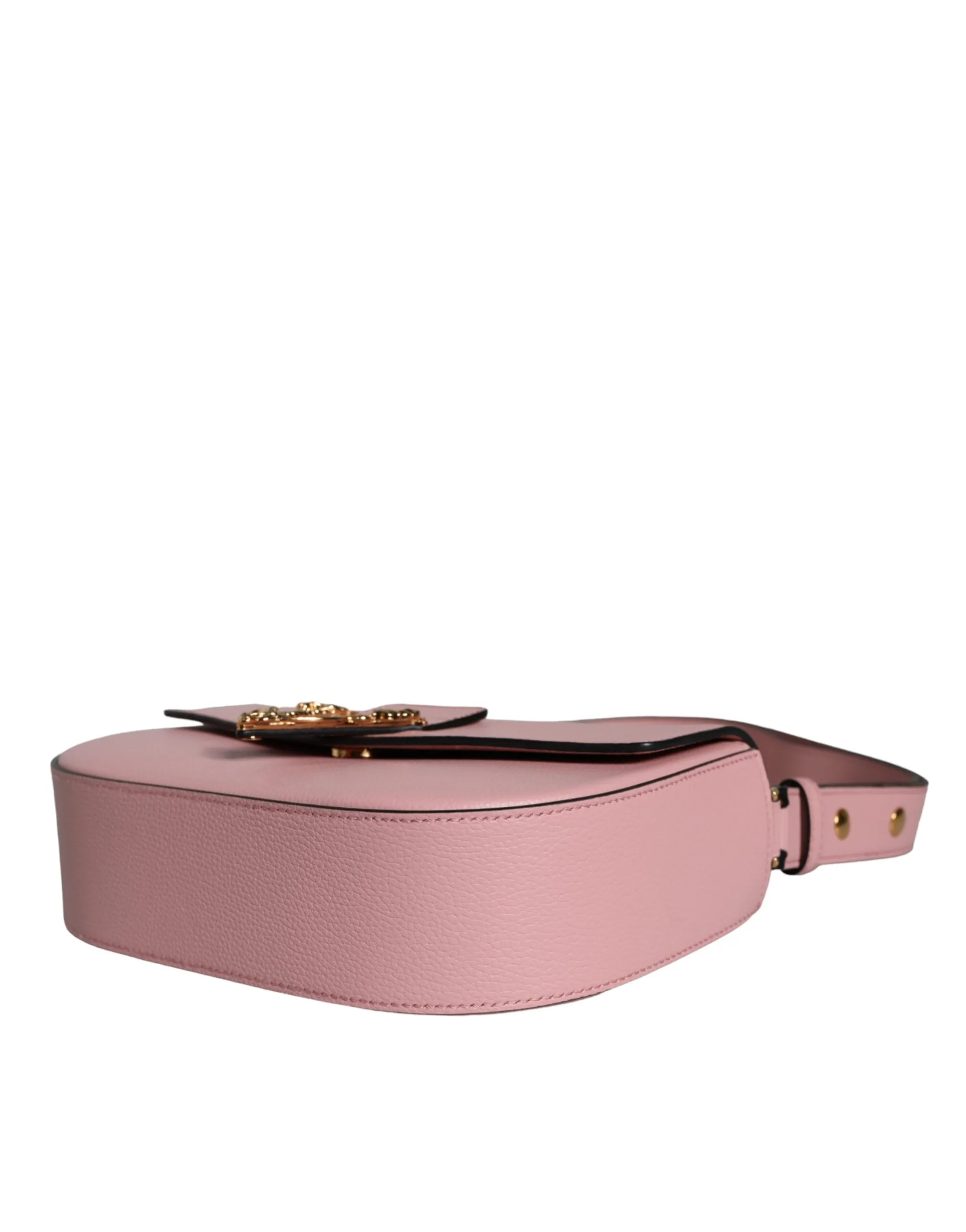 Pink Grainy Calf Leather Logo Crossbody Shoulder Bag - Image 4