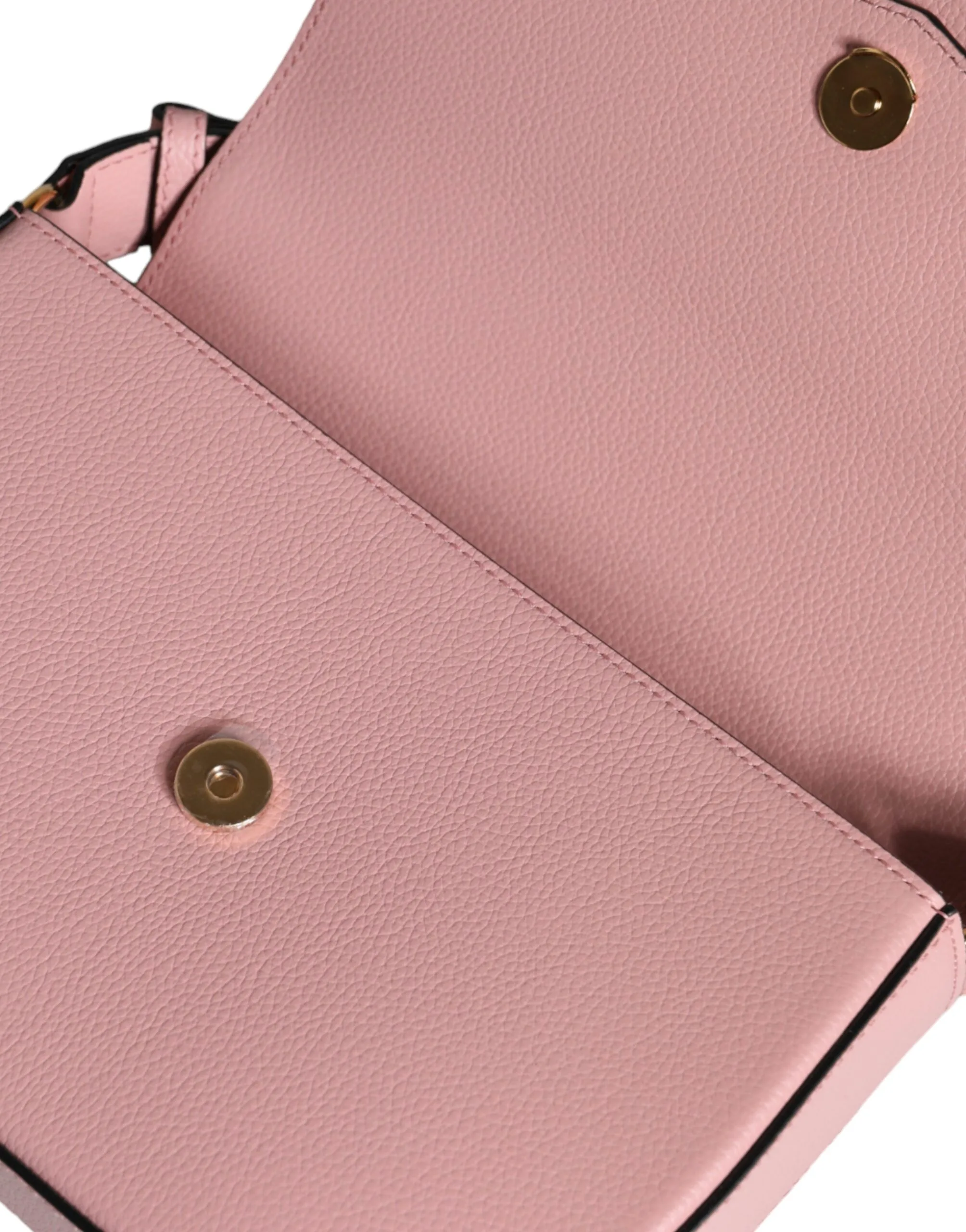 Pink Grainy Calf Leather Logo Crossbody Shoulder Bag - Image 6