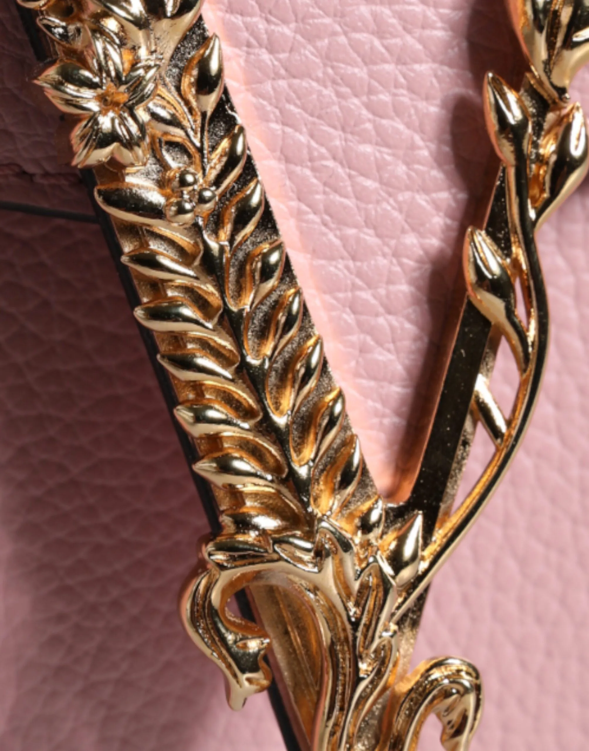 Pink Grainy Calf Leather Logo Crossbody Shoulder Bag - Image 7