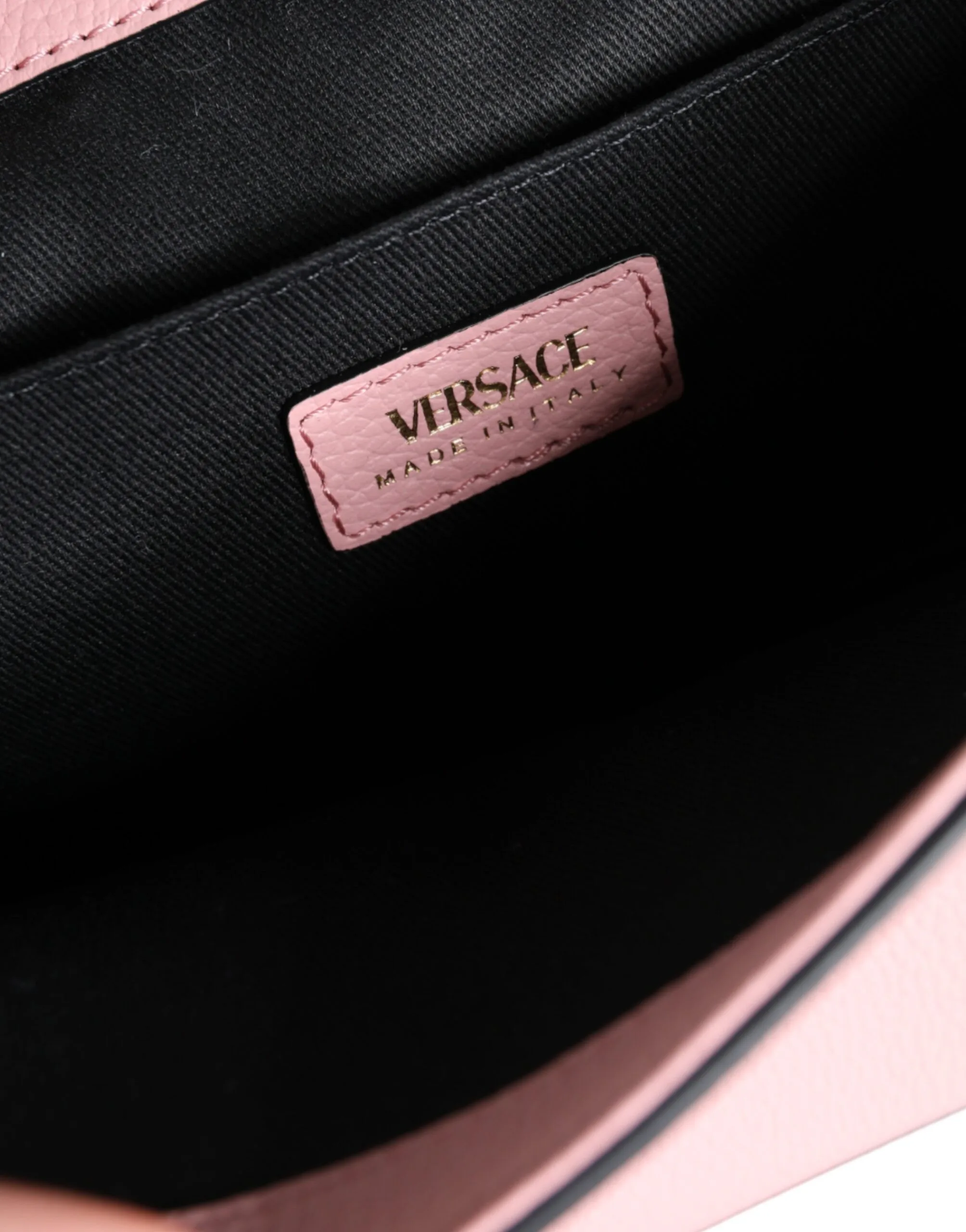 Pink Grainy Calf Leather Logo Crossbody Shoulder Bag - Image 8