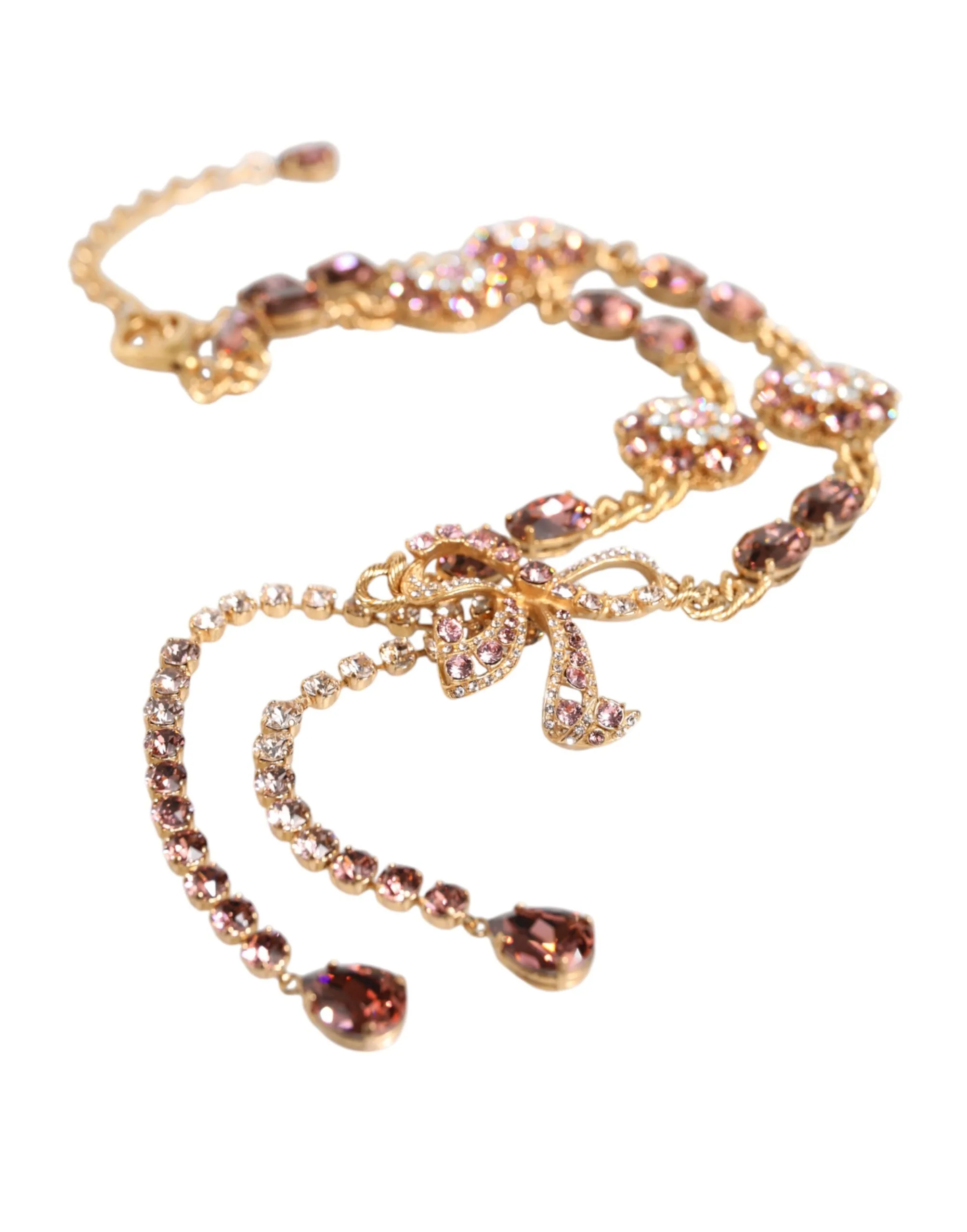 Gold Tone Brass Crystal Embellished Waist Chain Belt - Image 4