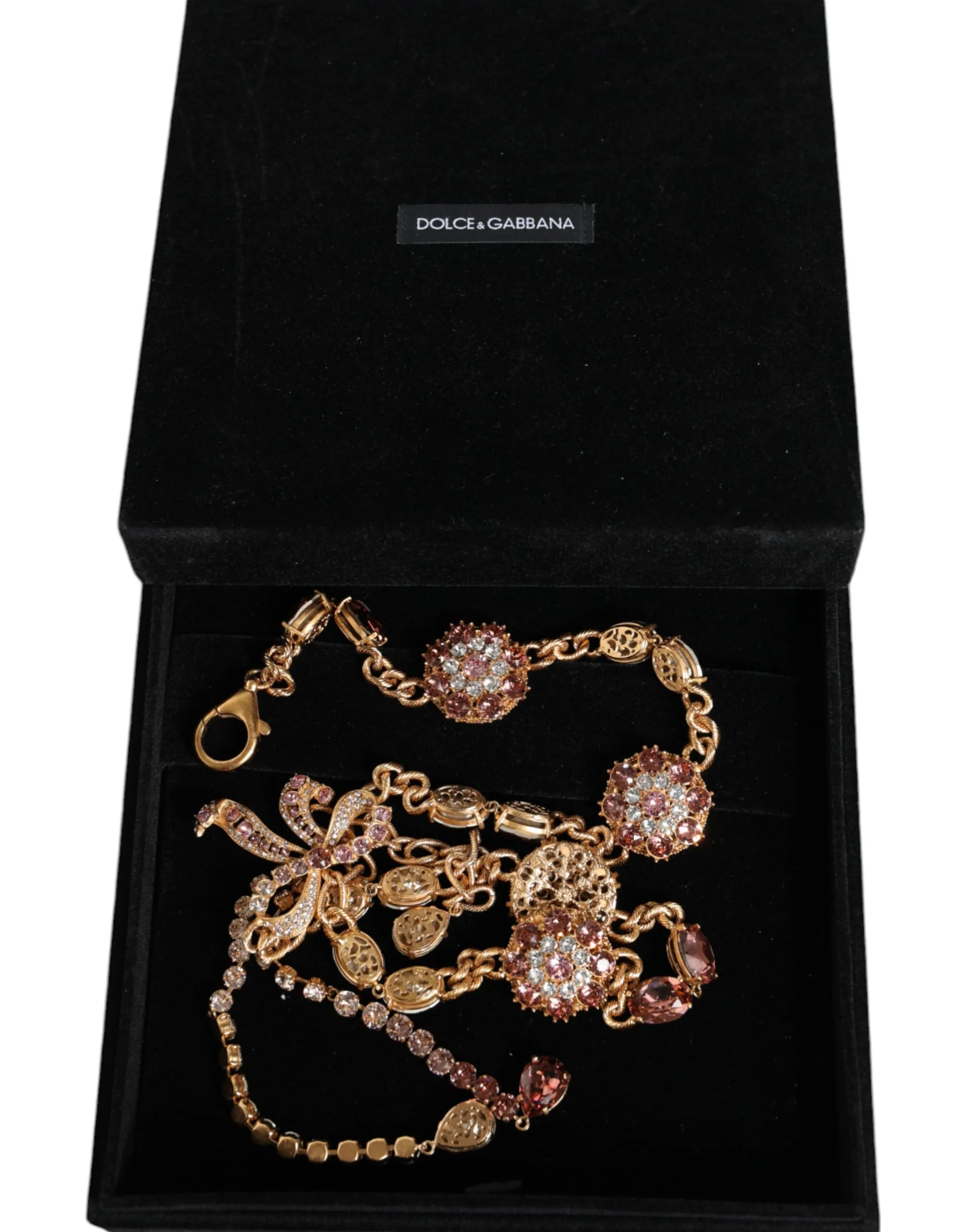 Gold Tone Brass Crystal Embellished Waist Chain Belt - Image 7