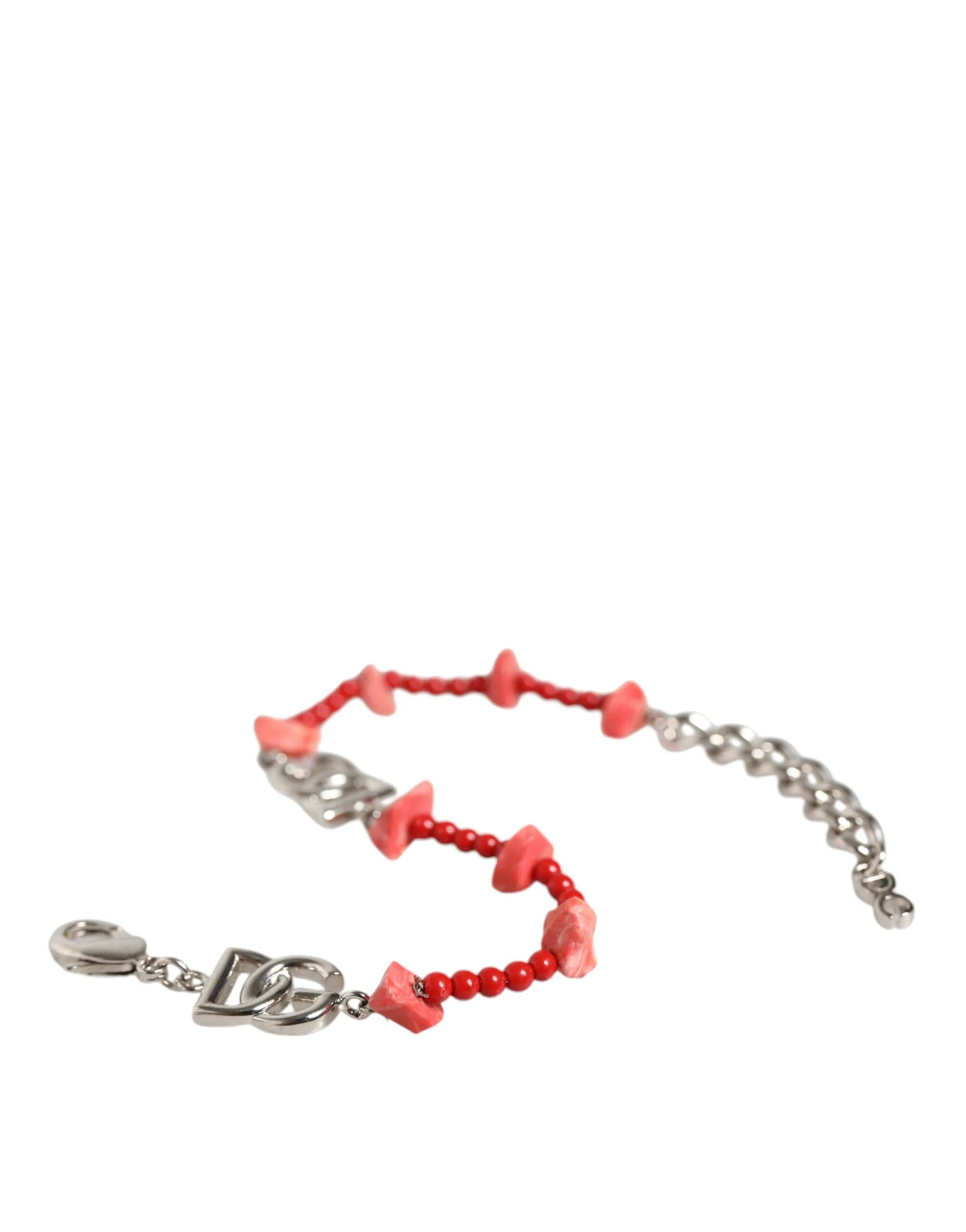 Silver Tone Brass Beaded Resin DG Logo Chain Bracelet - Image 4