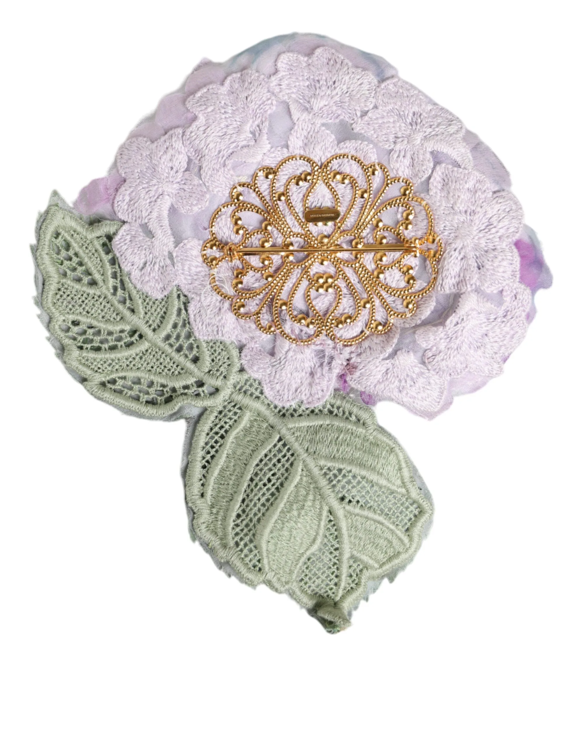Multicolor Hydrangea Gold Brass Pin Brooch - Image 2