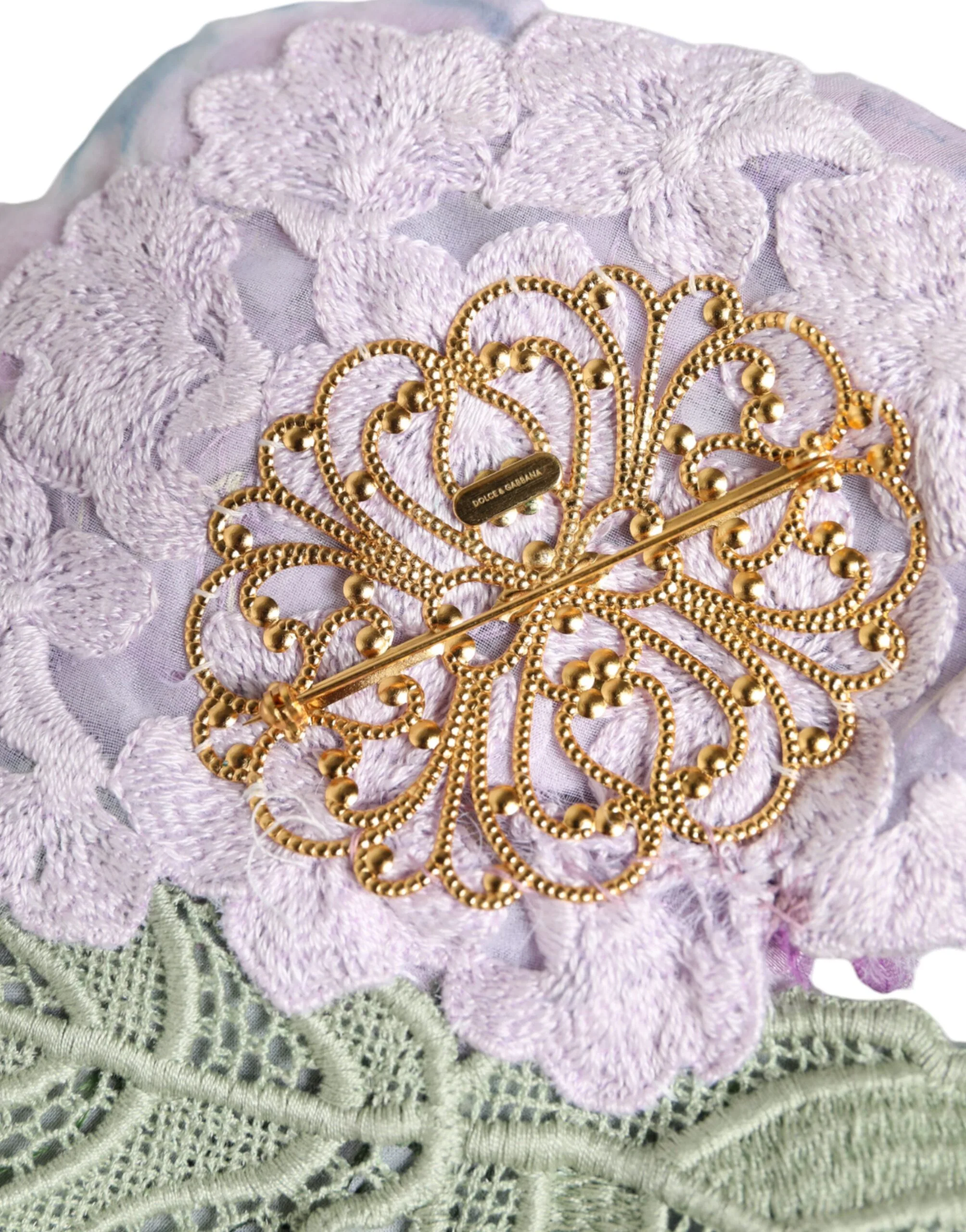 Multicolor Hydrangea Gold Brass Pin Brooch - Image 3