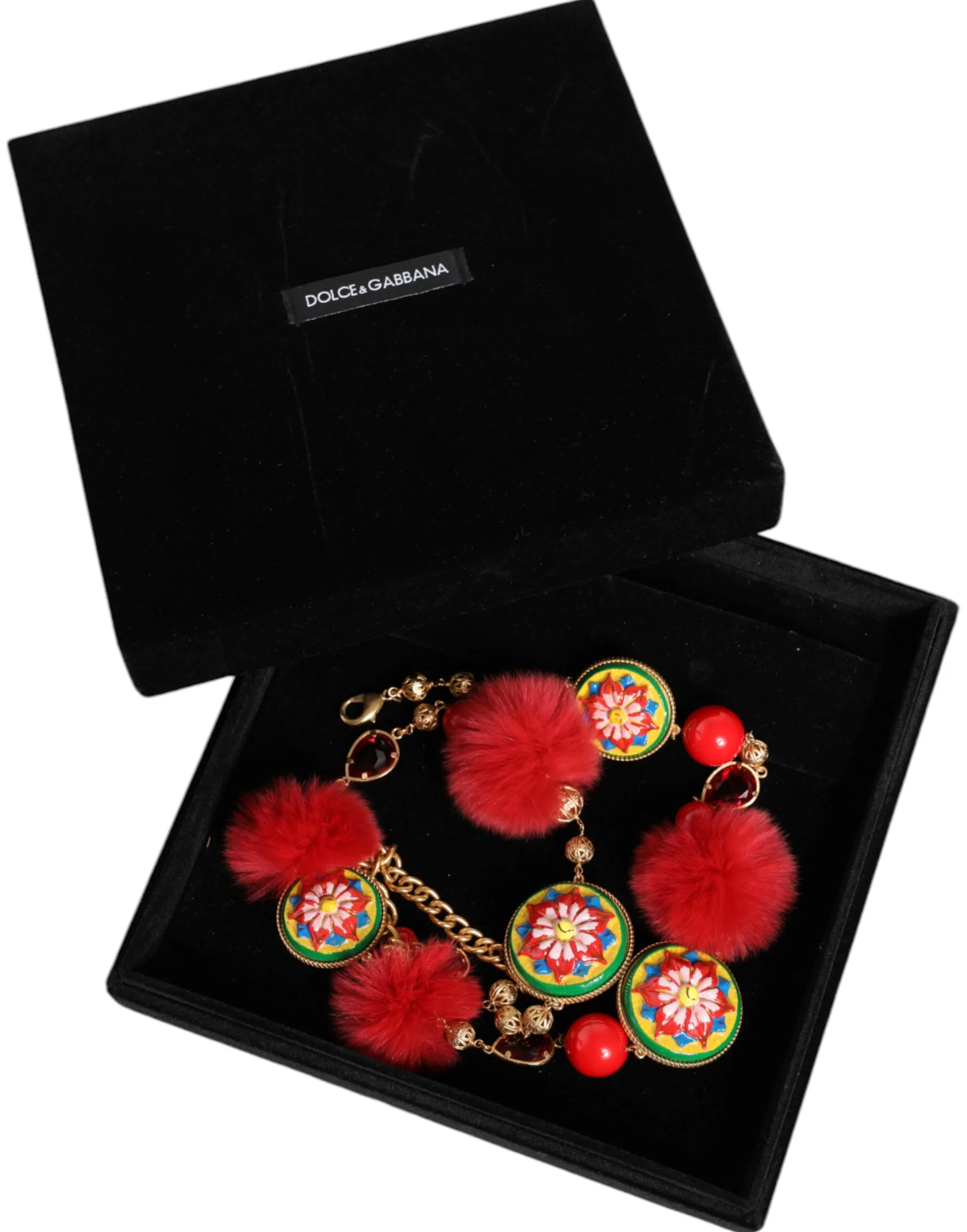 Gold Brass Red Fur Crystal Waist Torero Belt - Image 7
