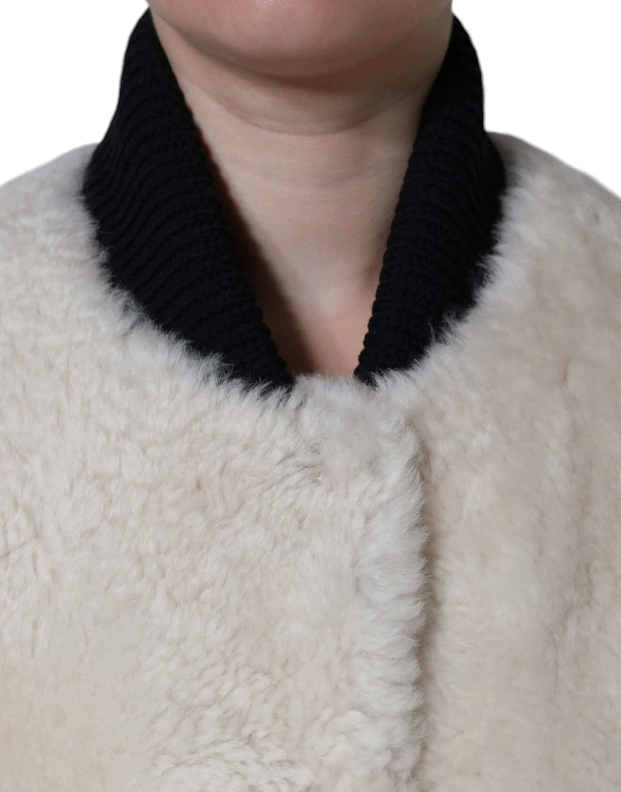 White WARRENFORD Shearling Leather Vest Coat Jacket - Image 4