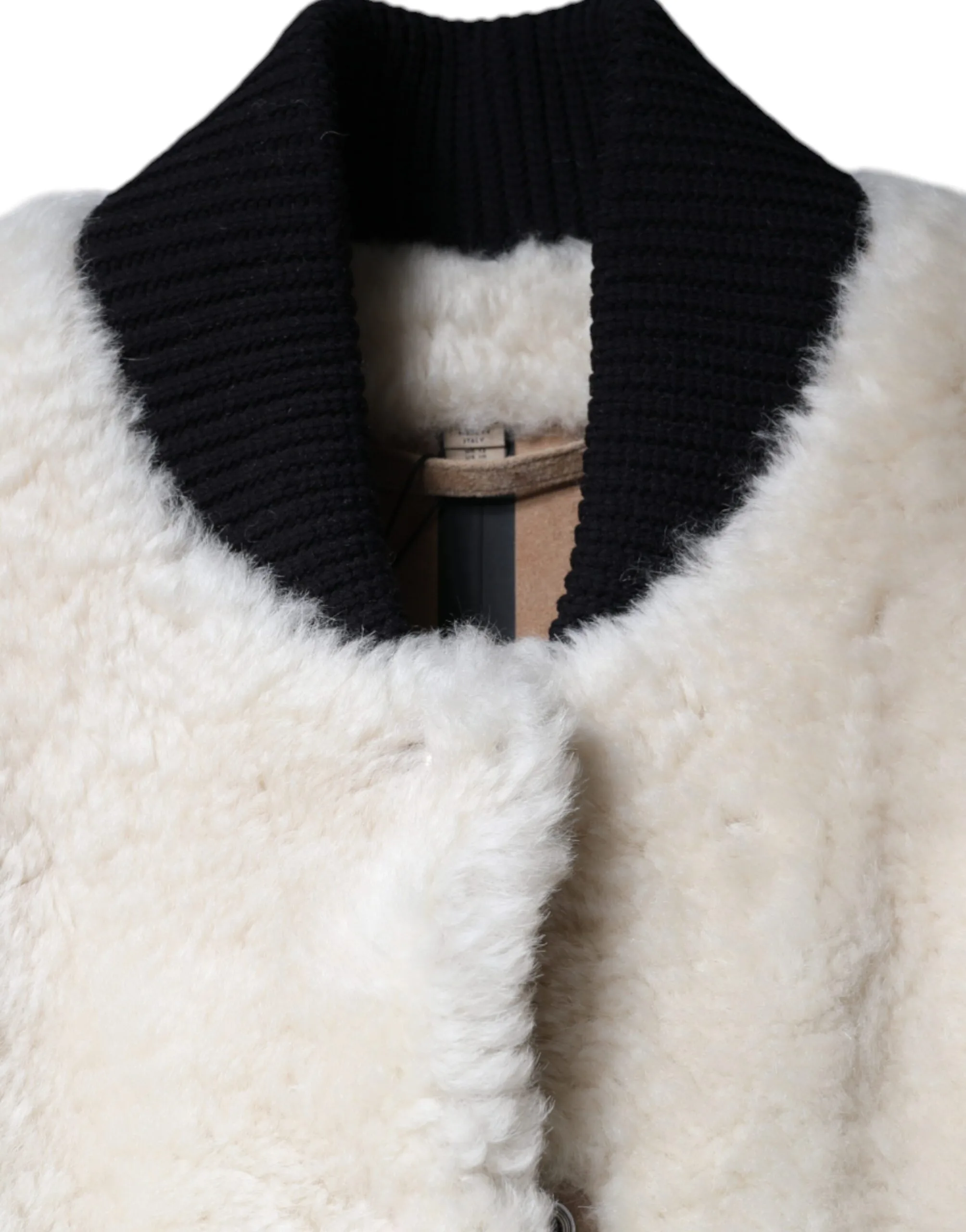 White WARRENFORD Shearling Leather Vest Coat Jacket - Image 7
