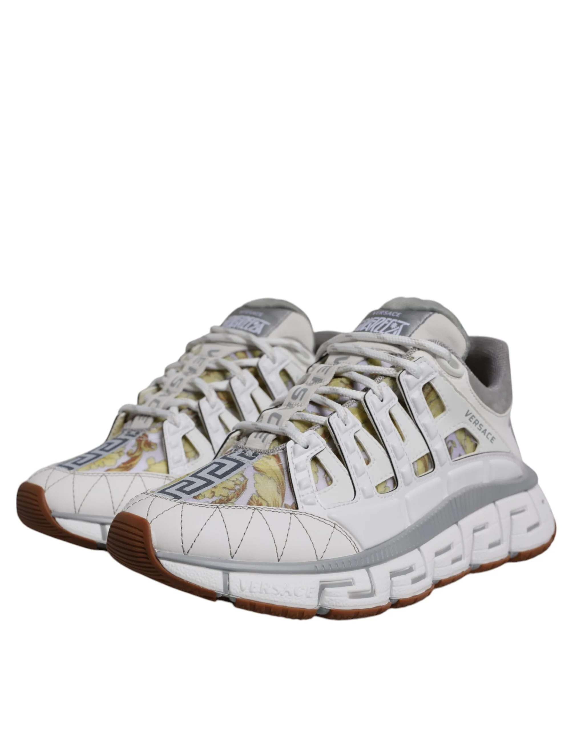 White Trigreca Barocco Print Low Top Sneakers Shoes - Image 3