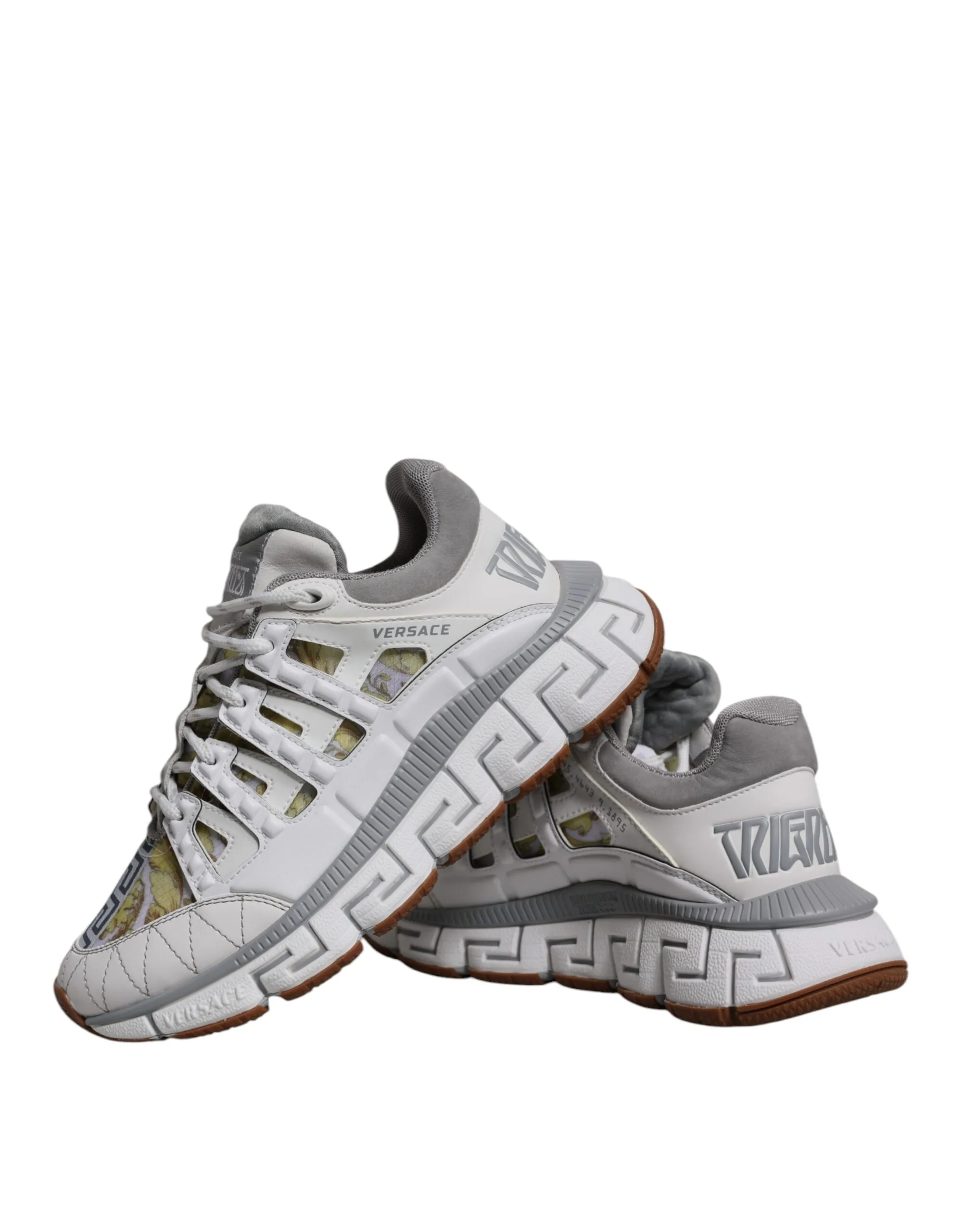 White Trigreca Barocco Print Low Top Sneakers Shoes - Image 7