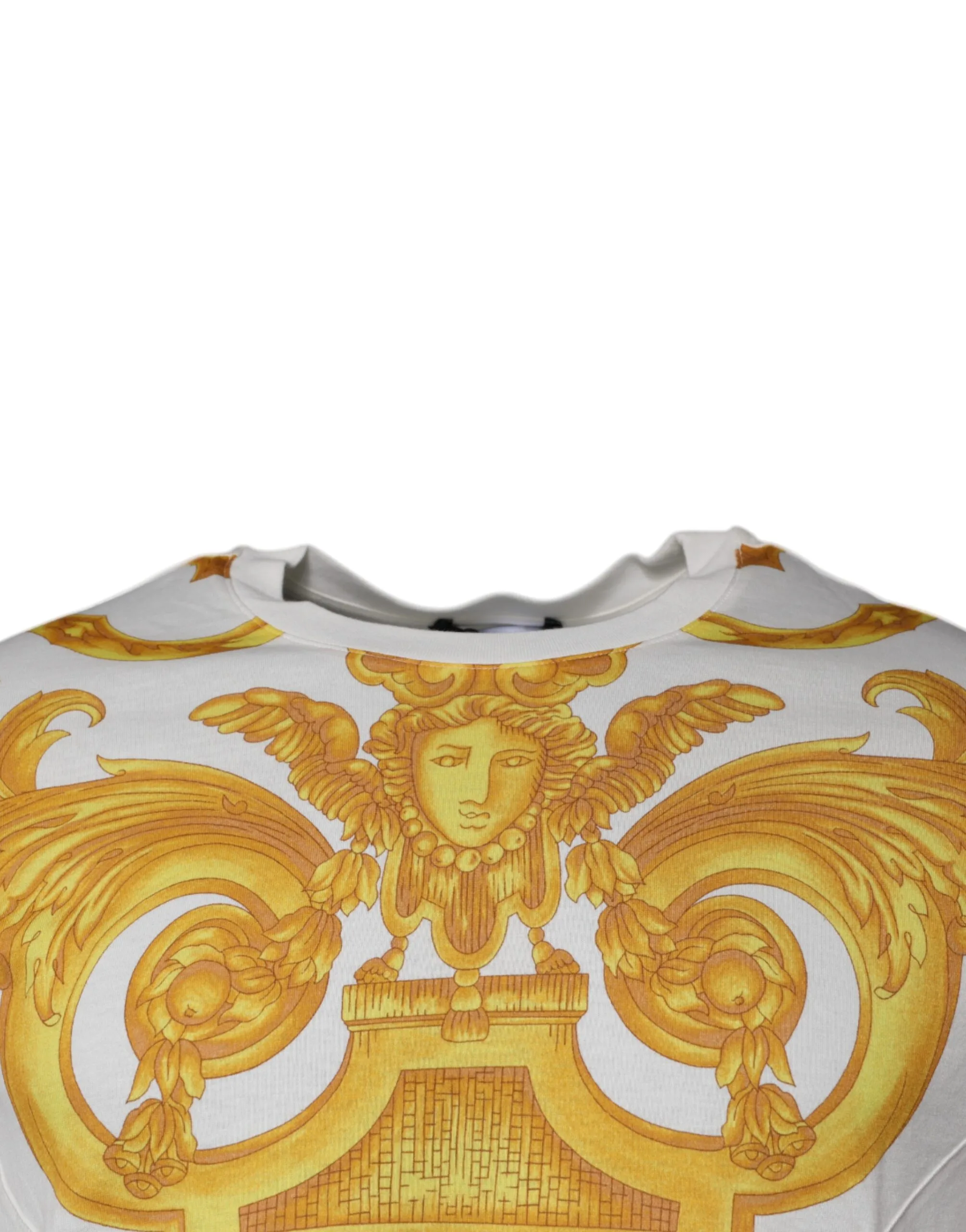 White Medusa Print Cotton Crew Neck T - shirt - Image 2