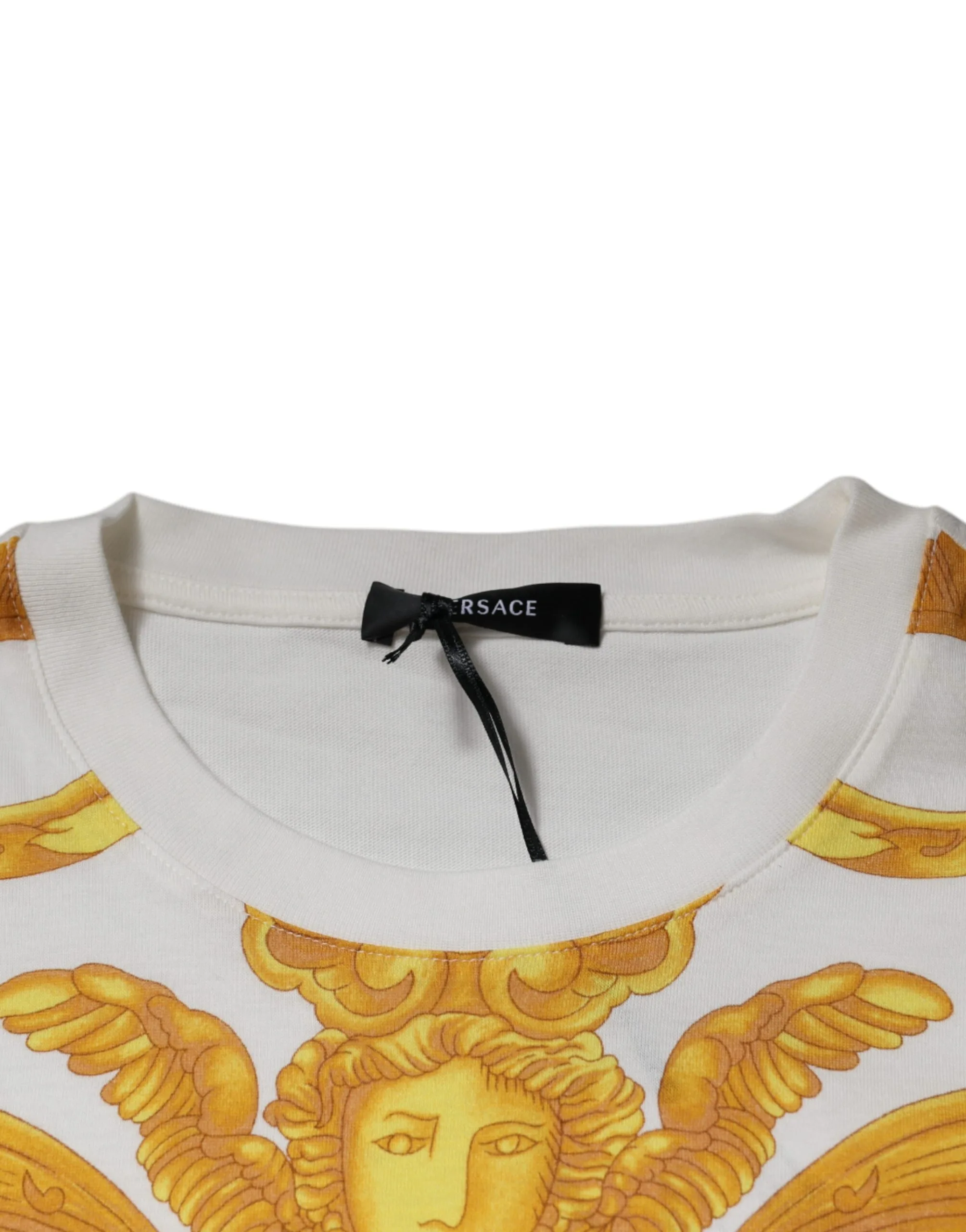 White Medusa Print Cotton Crew Neck T - shirt - Image 5
