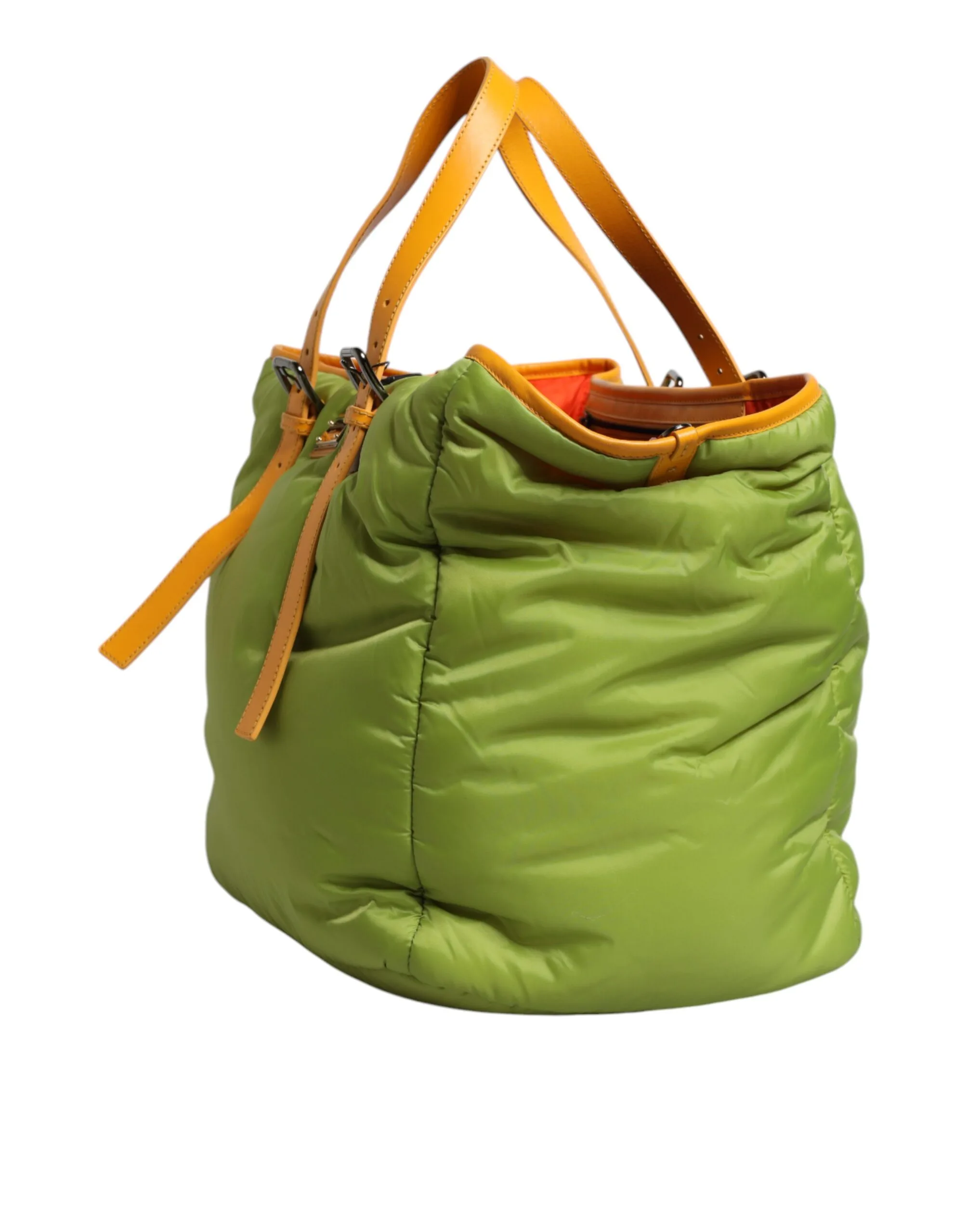 Green Nylon Padded Logo Plaque Tote Crossbody Bag - Image 2