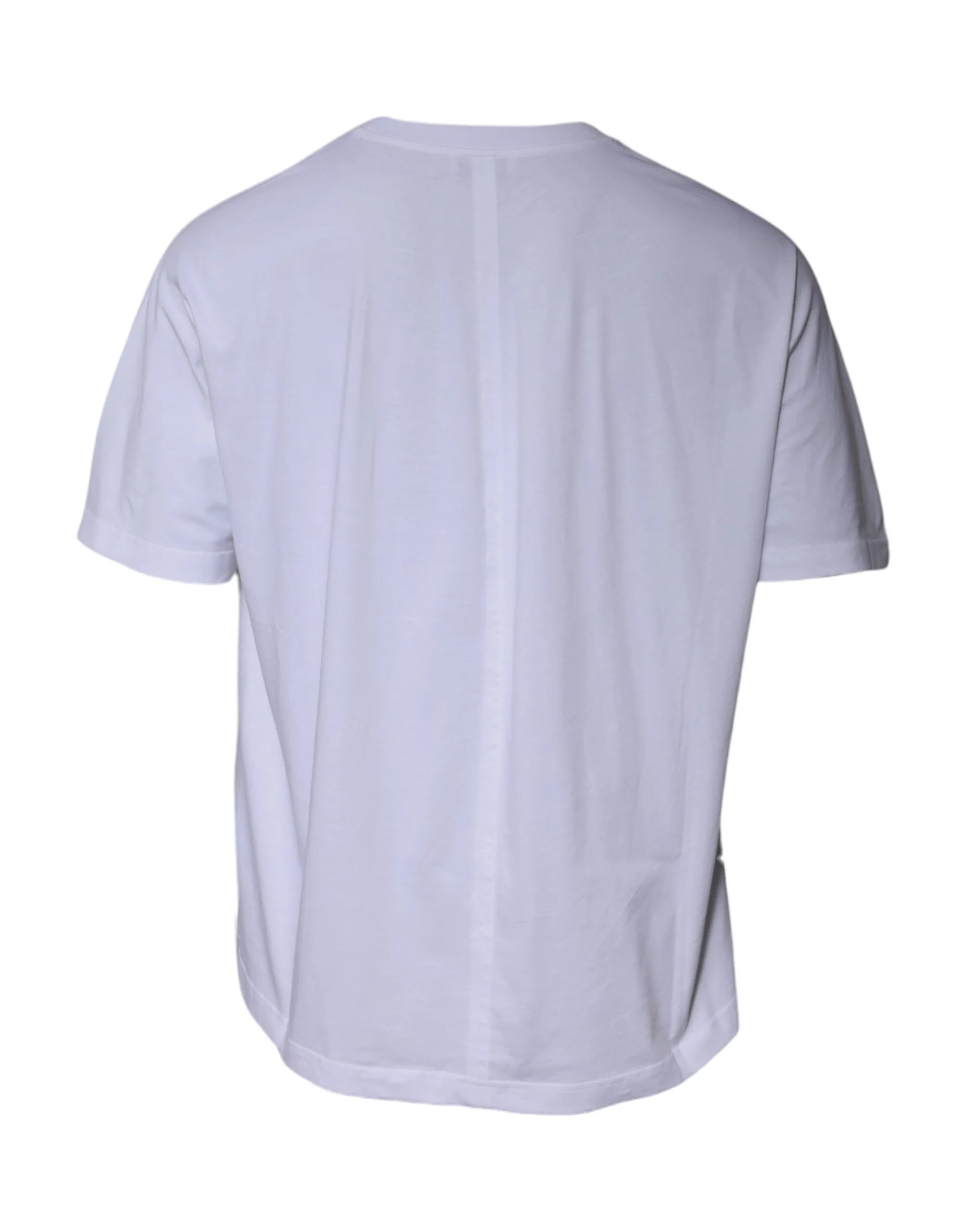 White Logo Cotton Crew Neck Short Sleeves T - shirt - Image 2