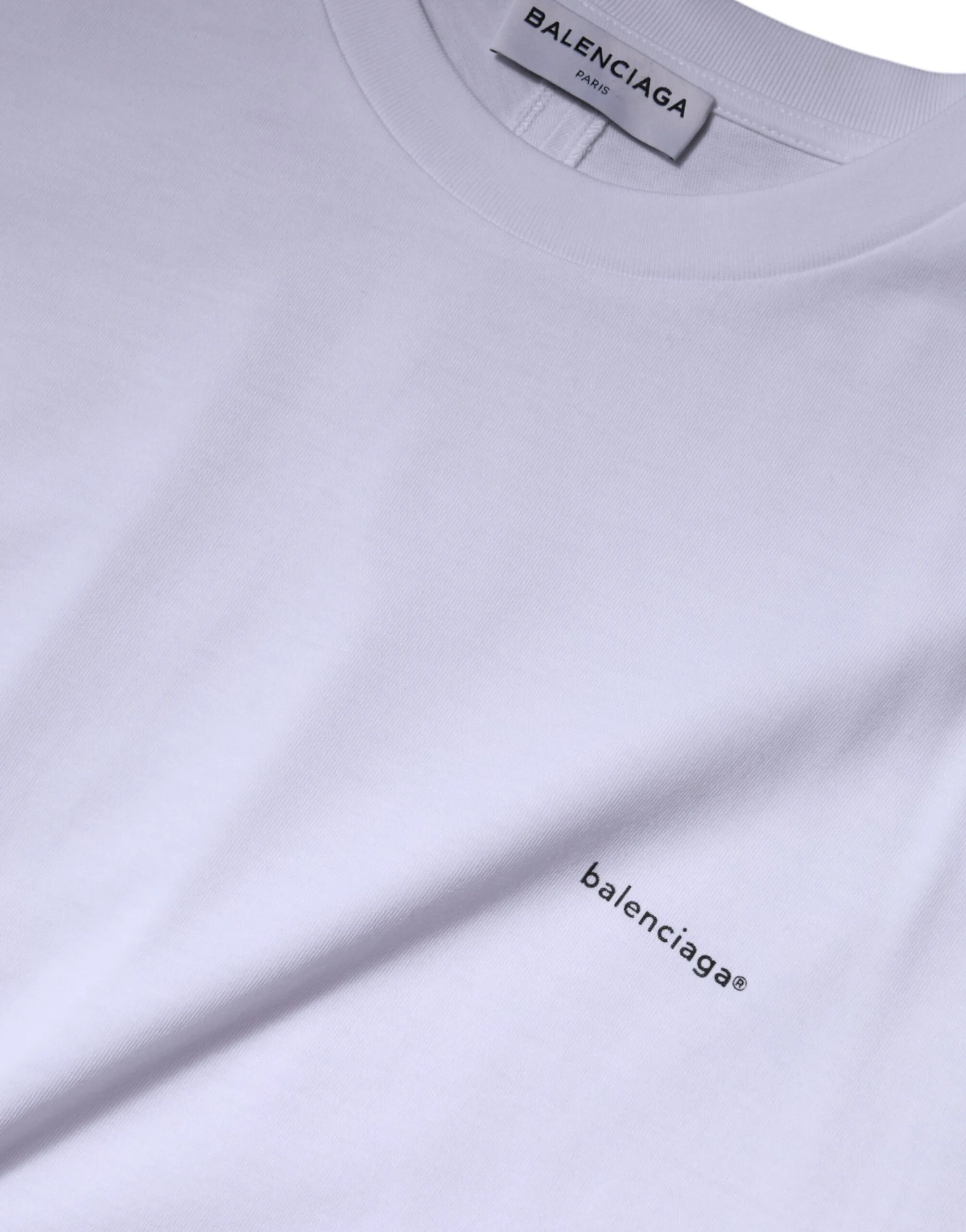 White Logo Cotton Crew Neck Short Sleeves T - shirt - Image 4