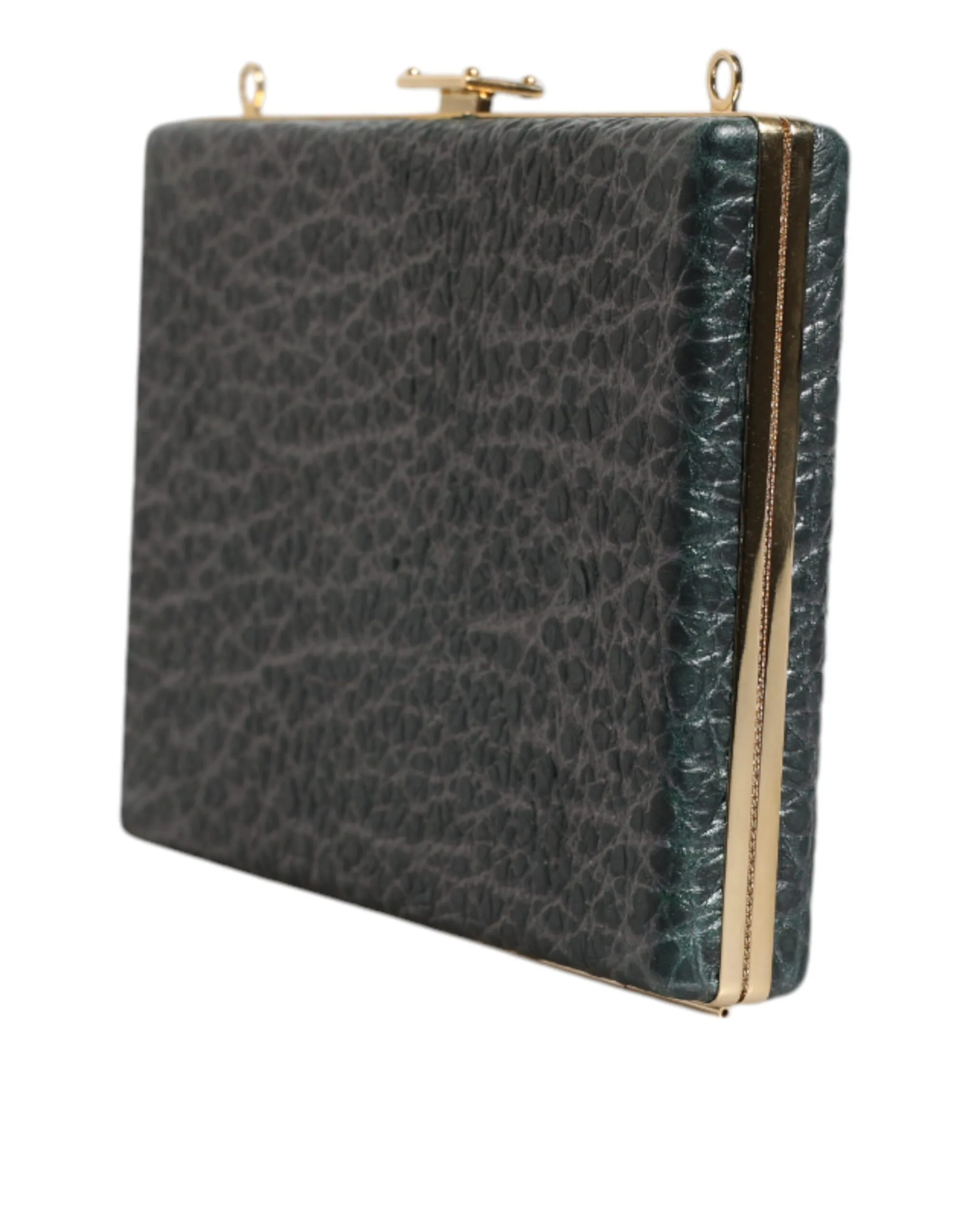 Black Leather Clutch Evening Crossbody Bag - Image 2