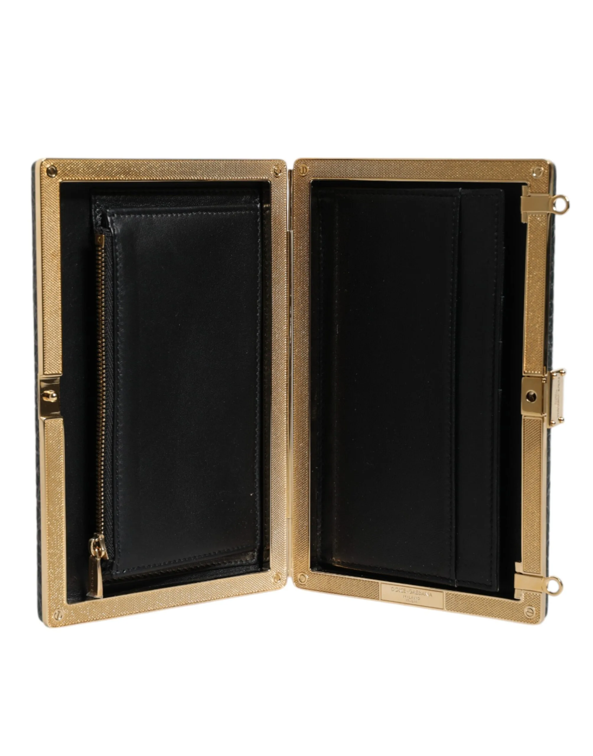 Black Leather Clutch Evening Crossbody Bag - Image 6