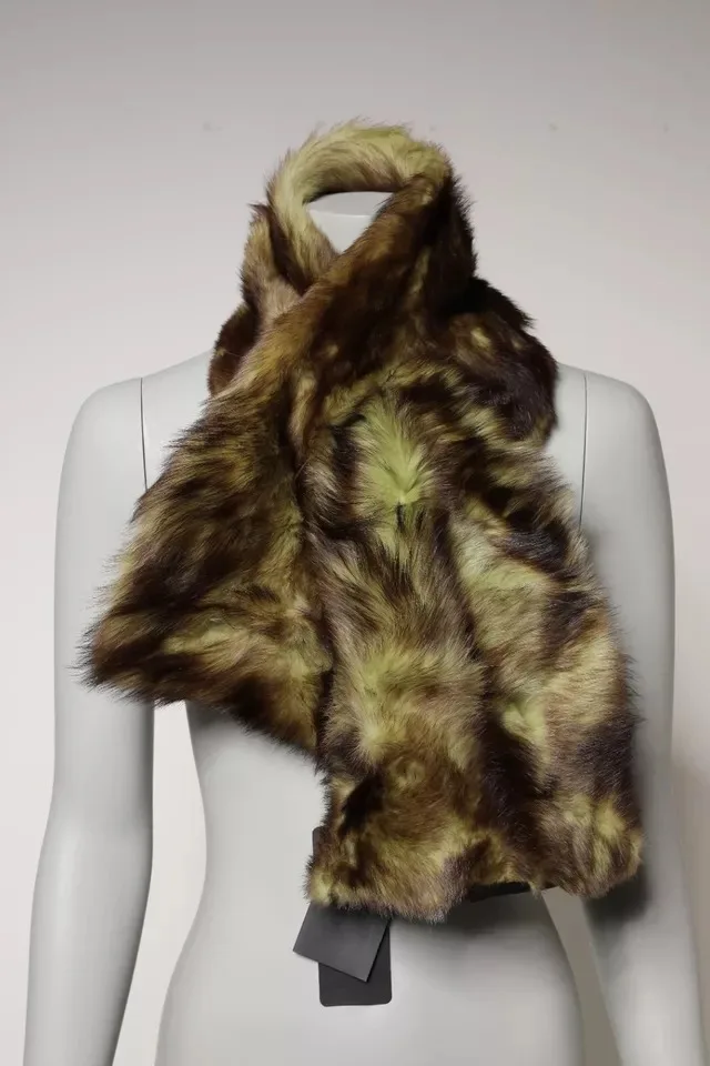 Multicolor Fur Shawl Neck Wrap Cover Collar Scarf - Image 5