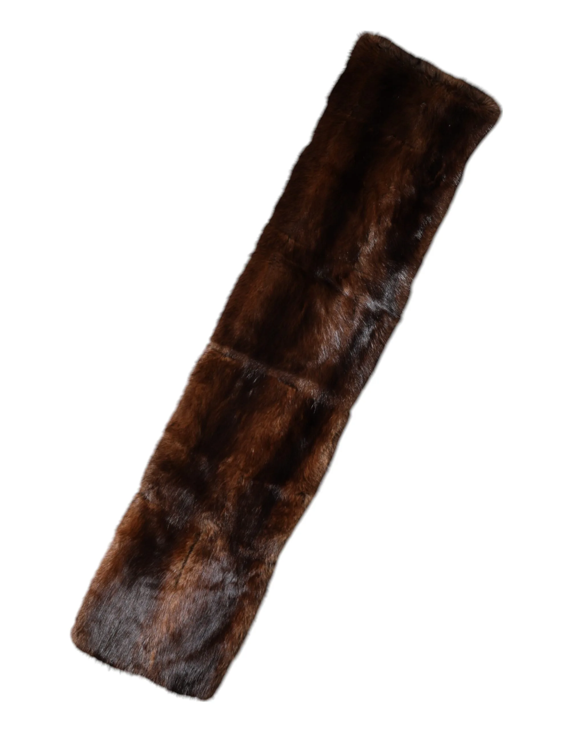 Black Brown Stripe Fur Shawl Wrap Scarf - Image 4