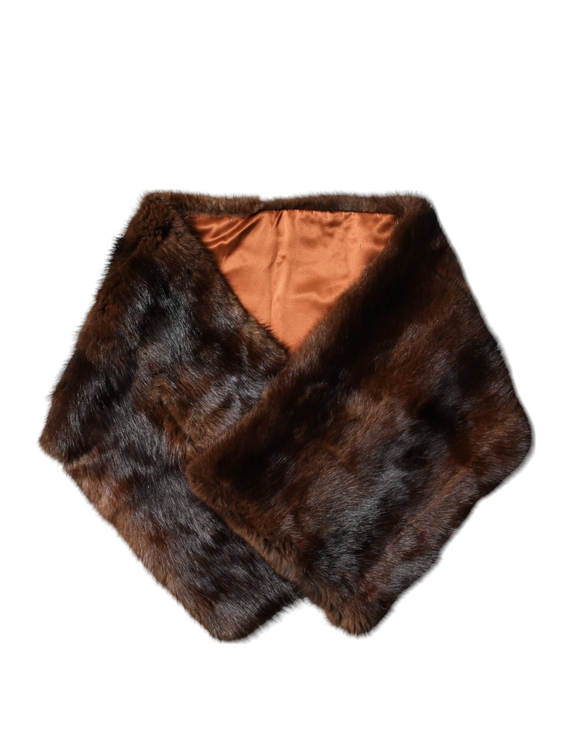 Black Brown Stripe Fur Shawl Wrap Scarf - Image 6