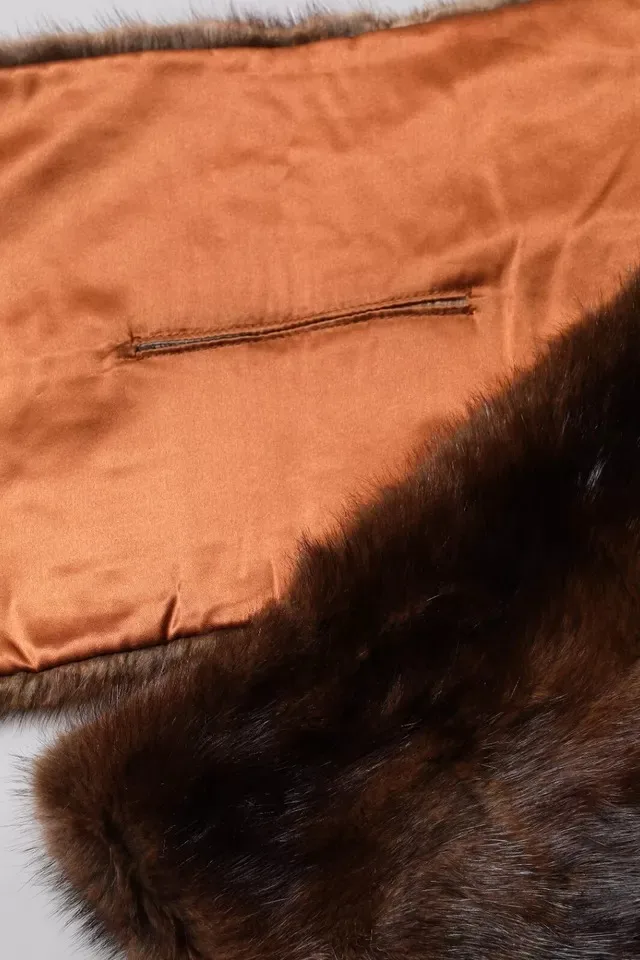 Black Brown Stripe Fur Shawl Wrap Scarf - Image 7