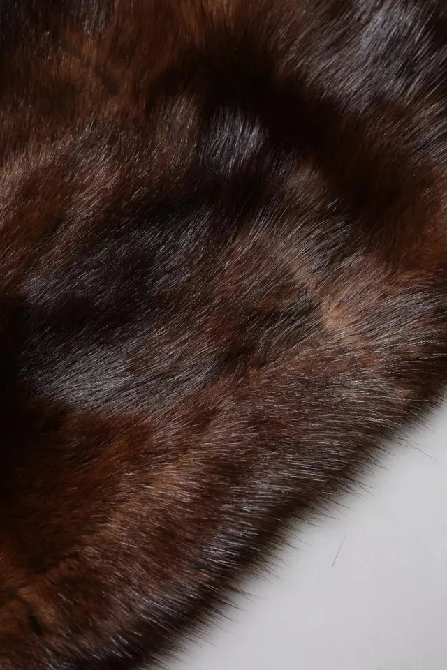 Black Brown Stripe Fur Shawl Wrap Scarf - Image 8