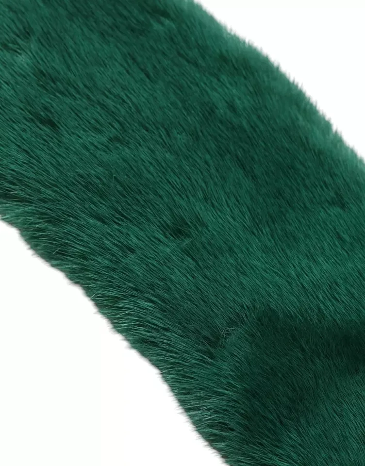 Green Mink Fur Collar Women Neck Wrap Scarf - Image 4