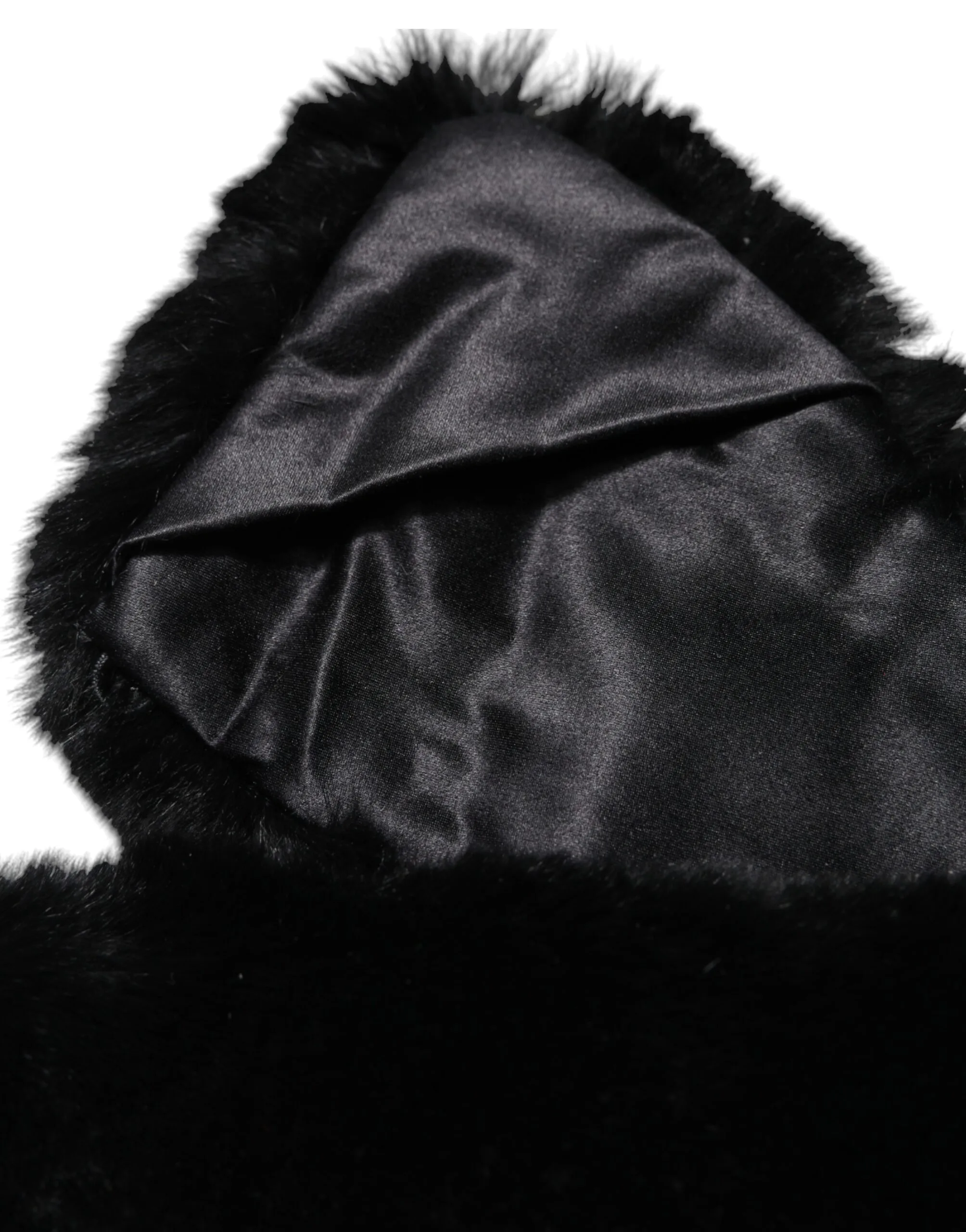 Black Lamb Fur Collar Women Neck Wrap Scarf - Image 5