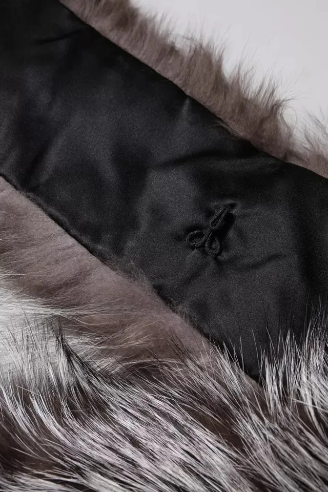 Gray Fox Fur Neck Wrap Warmer Winter Scarf - Image 7