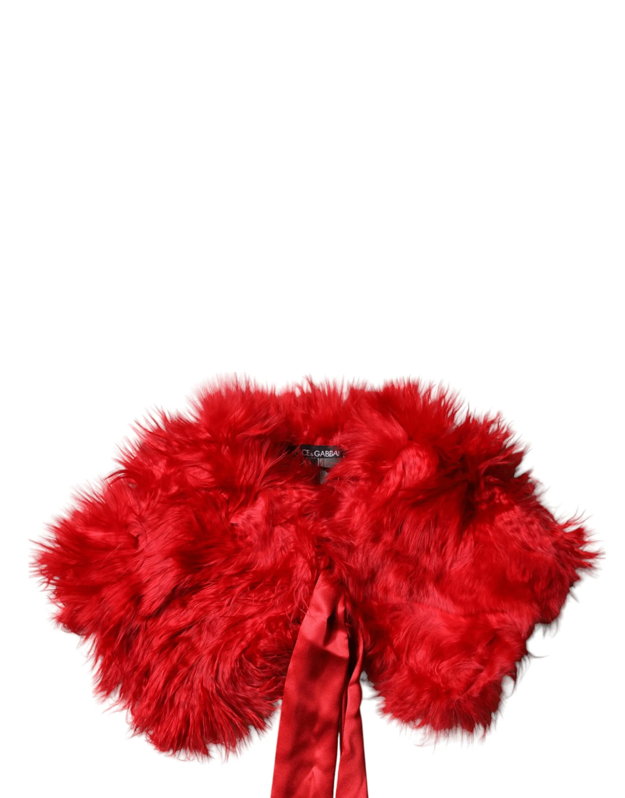 Red Alpaca Fur Women Neck Warmer Winter Scarf - Image 2