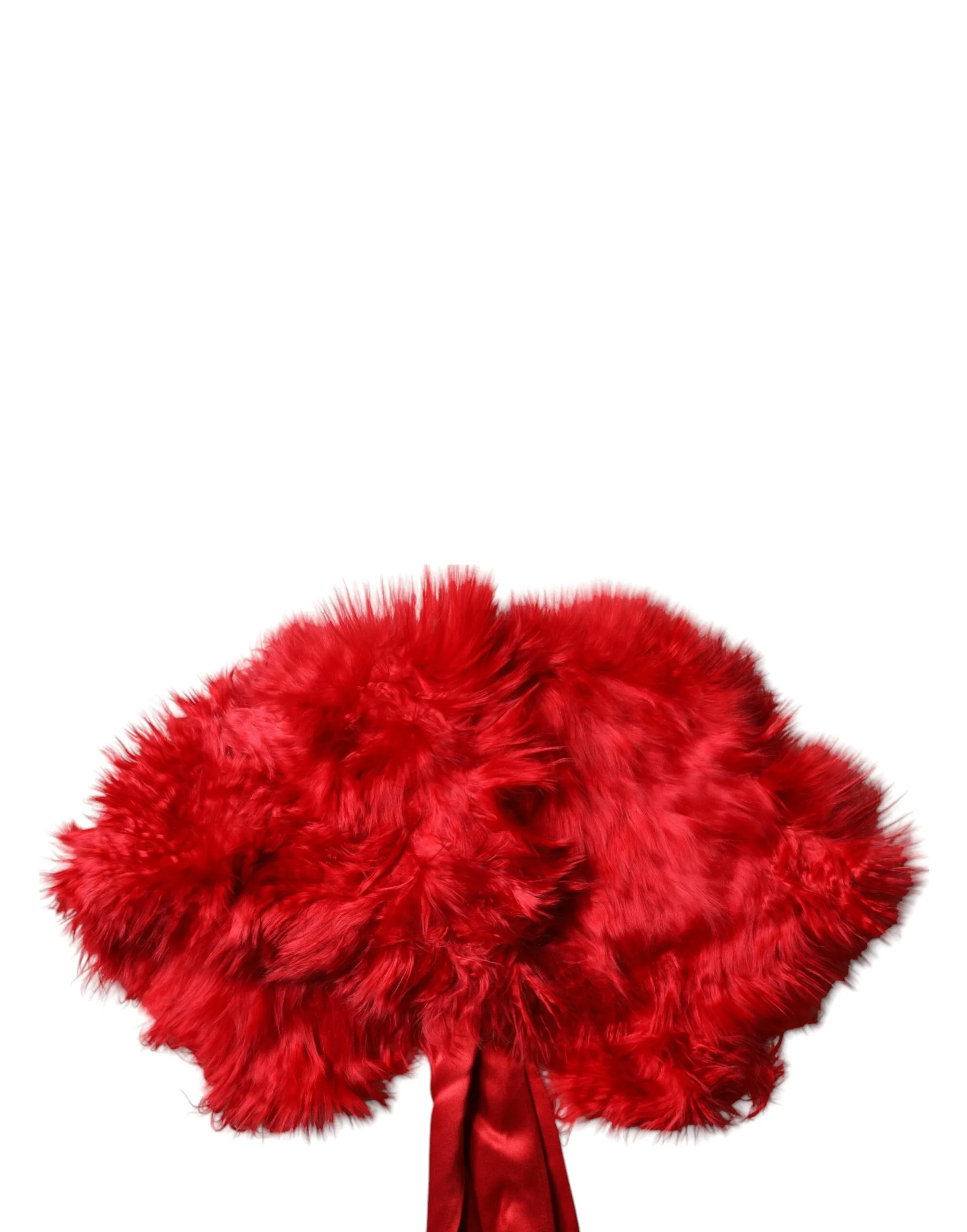 Red Alpaca Fur Women Neck Warmer Winter Scarf - Image 4