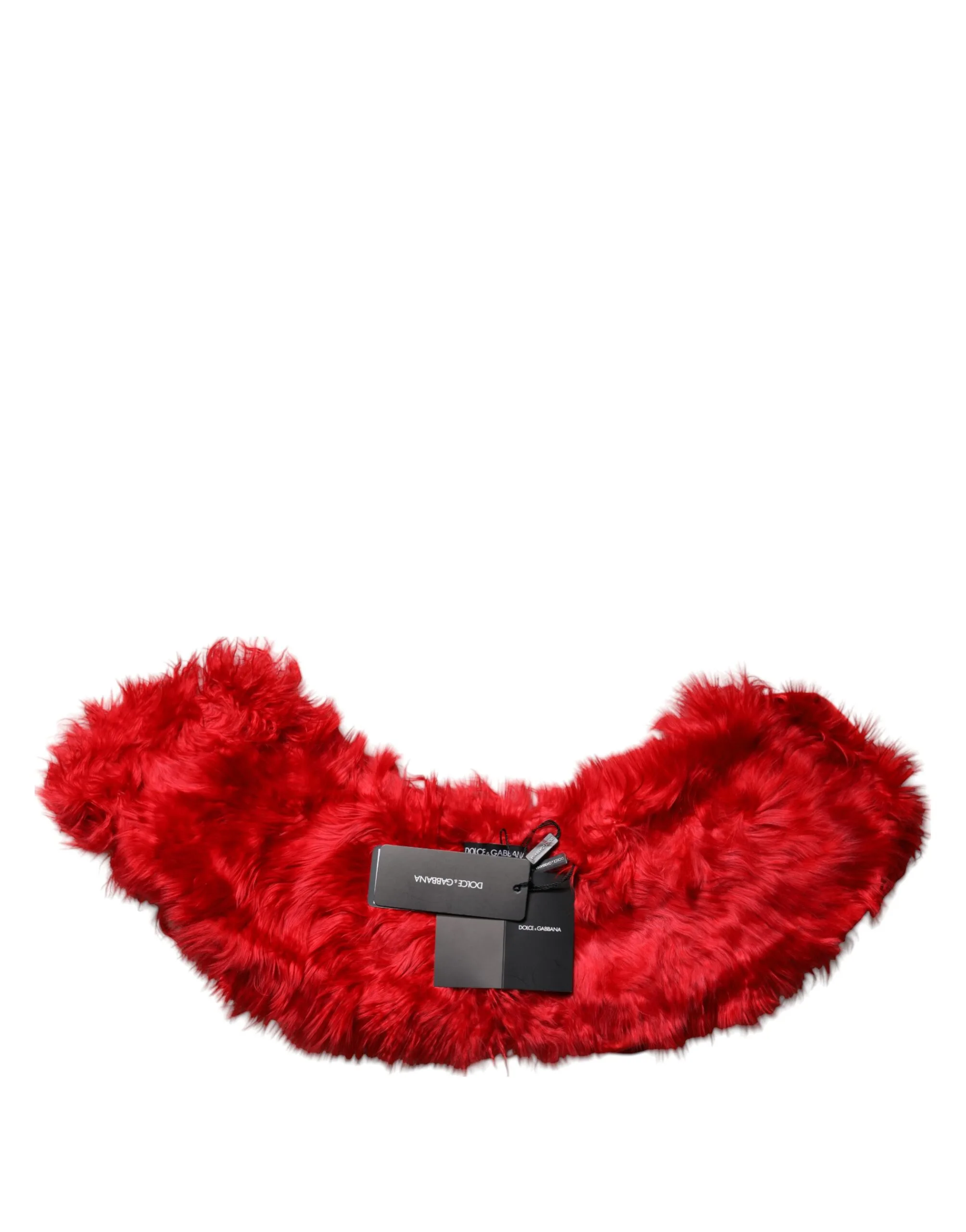 Red Alpaca Fur Women Neck Warmer Winter Scarf - Image 5