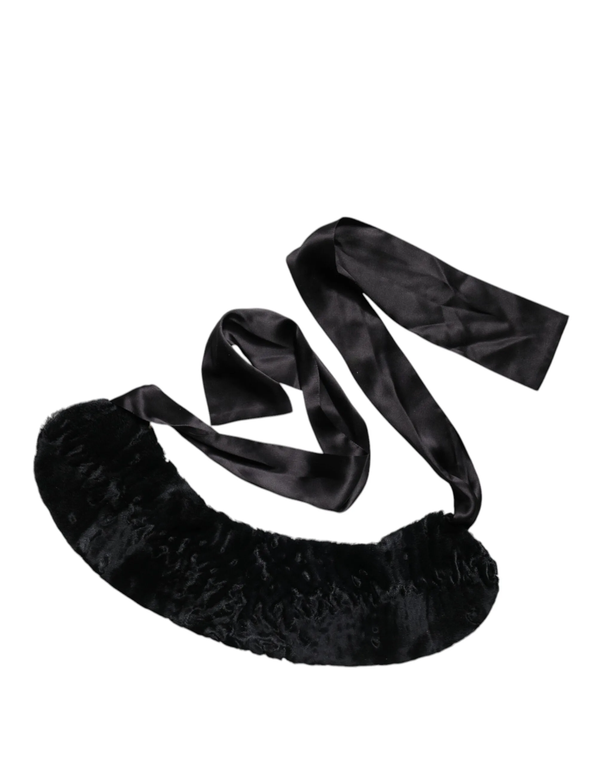 Black Lamb Fur Women Neck Warmer Winter Scarf - Image 4