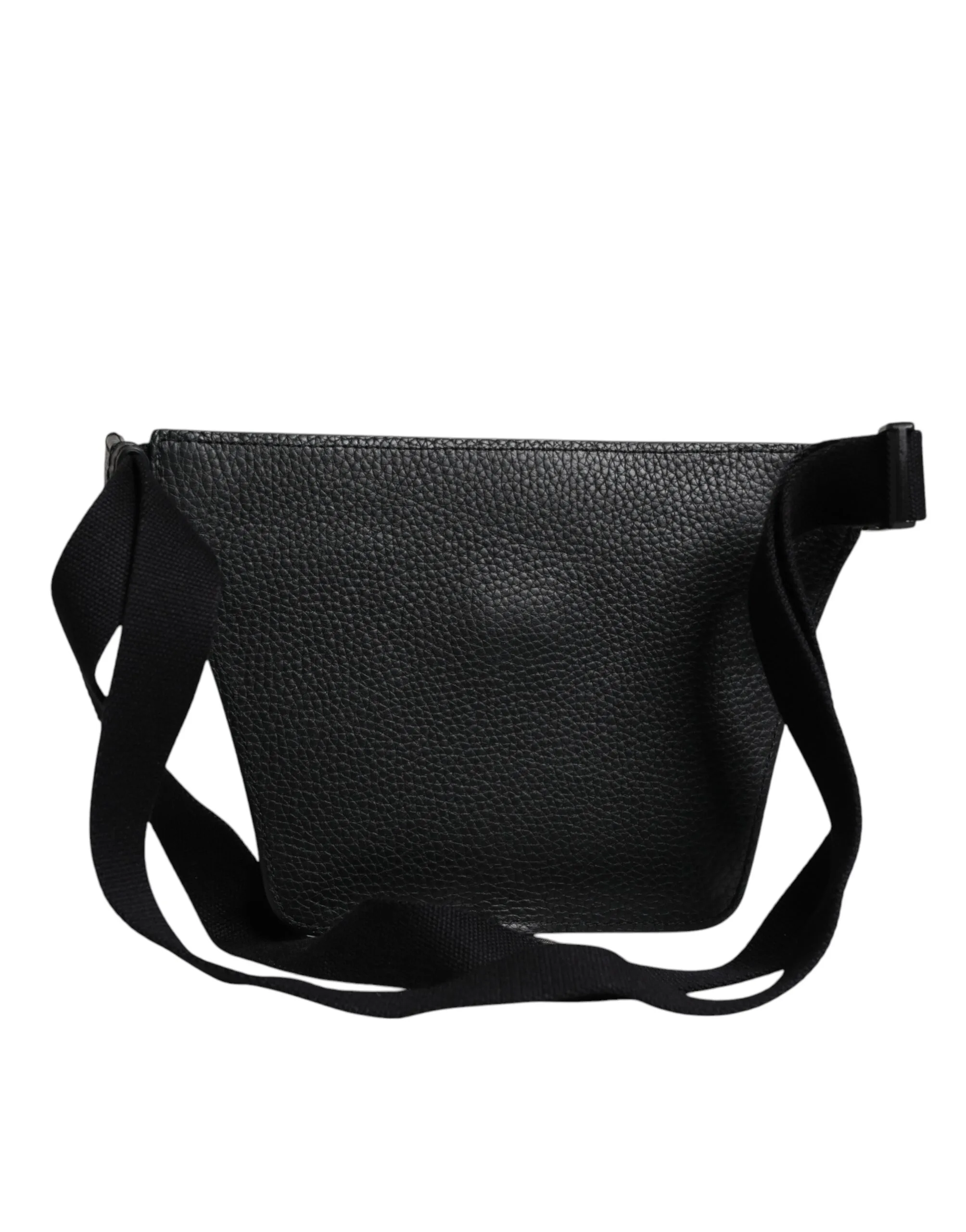 Black Calfskin Logo Plaque Belt Waist Men Fanny Pack Bag - Image 3