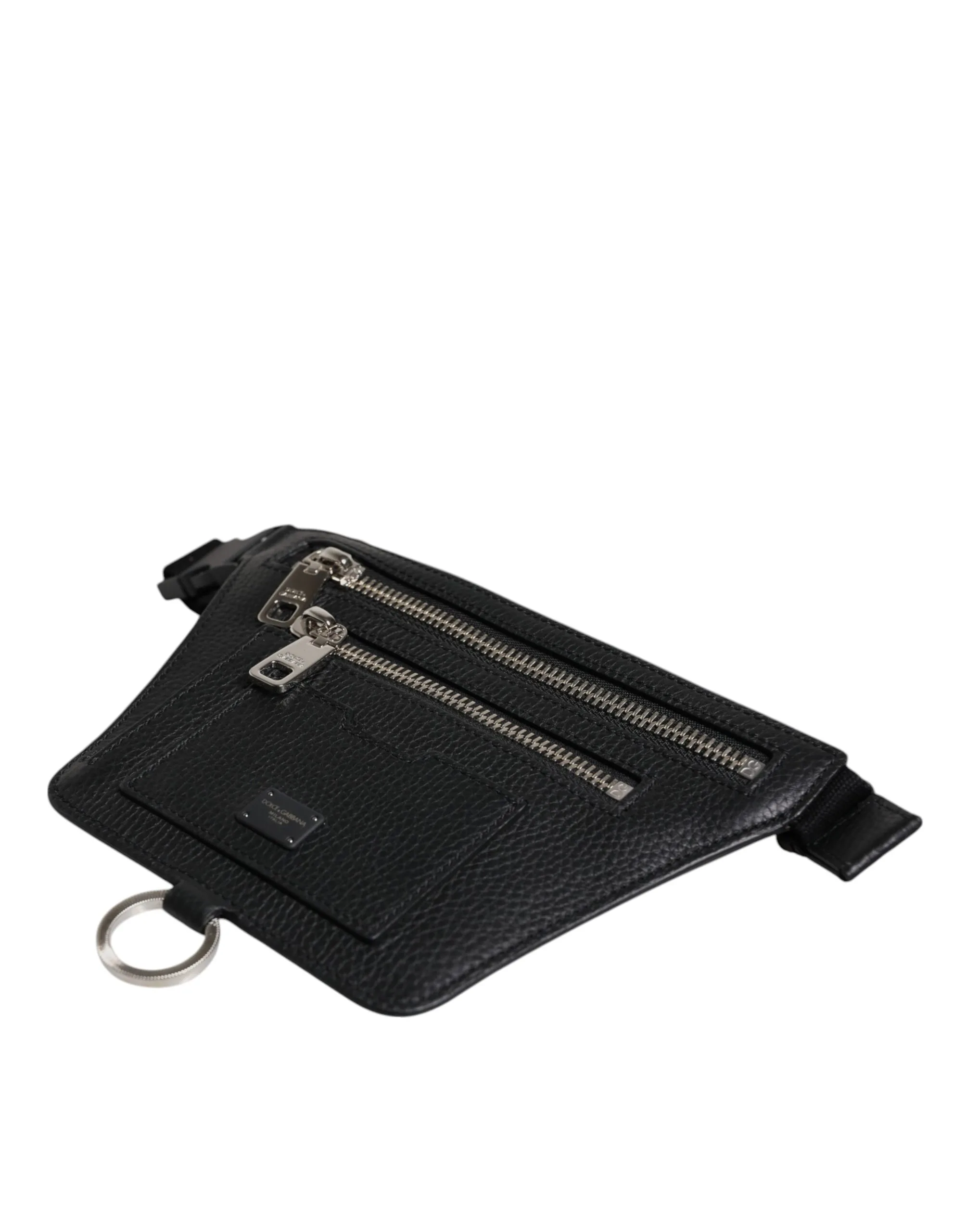 Black Calfskin Logo Plaque Belt Waist Men Fanny Pack Bag - Image 4
