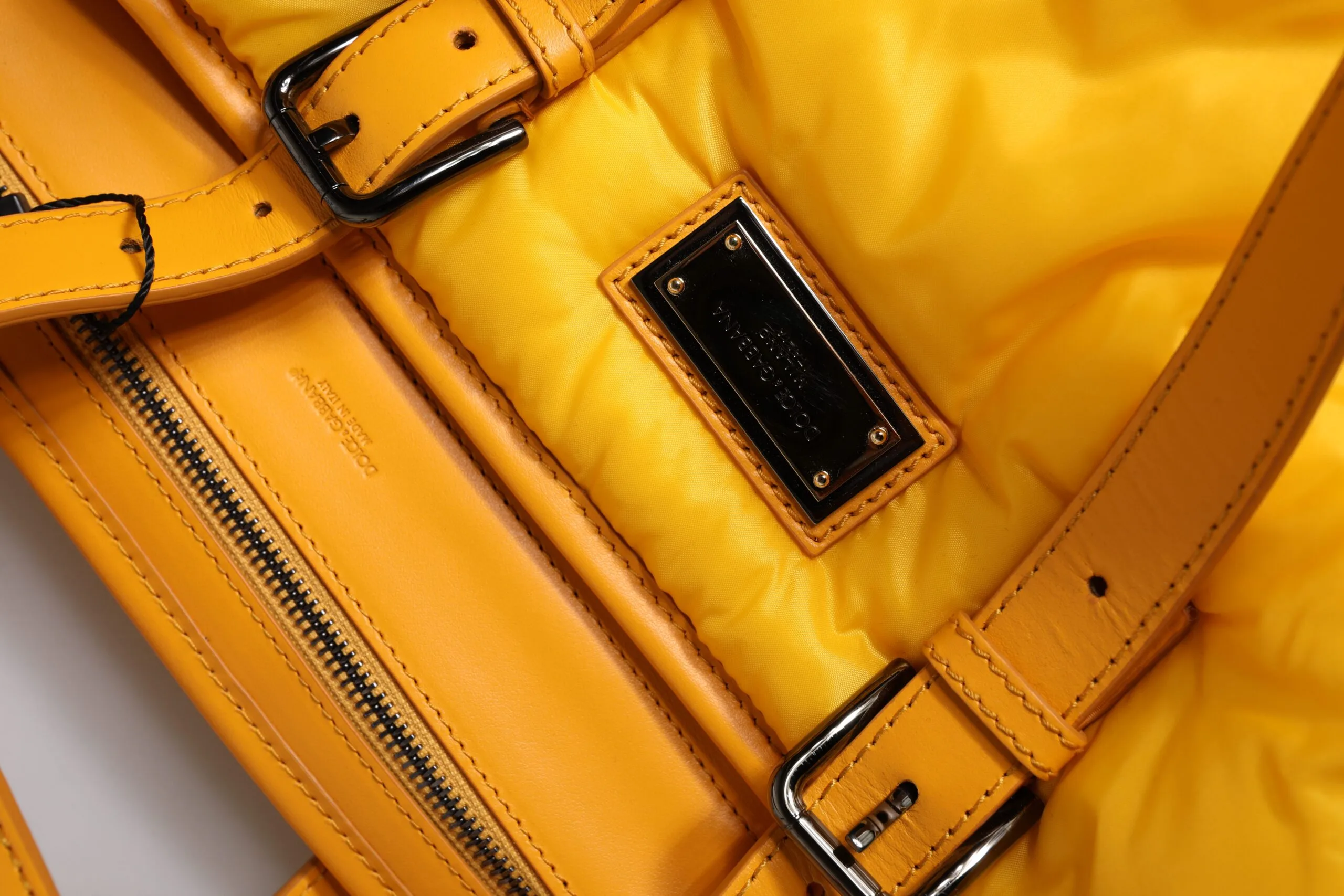Yellow Orange Nylon Logo Plaque Hand Shoulder Duffle Bag - Image 6
